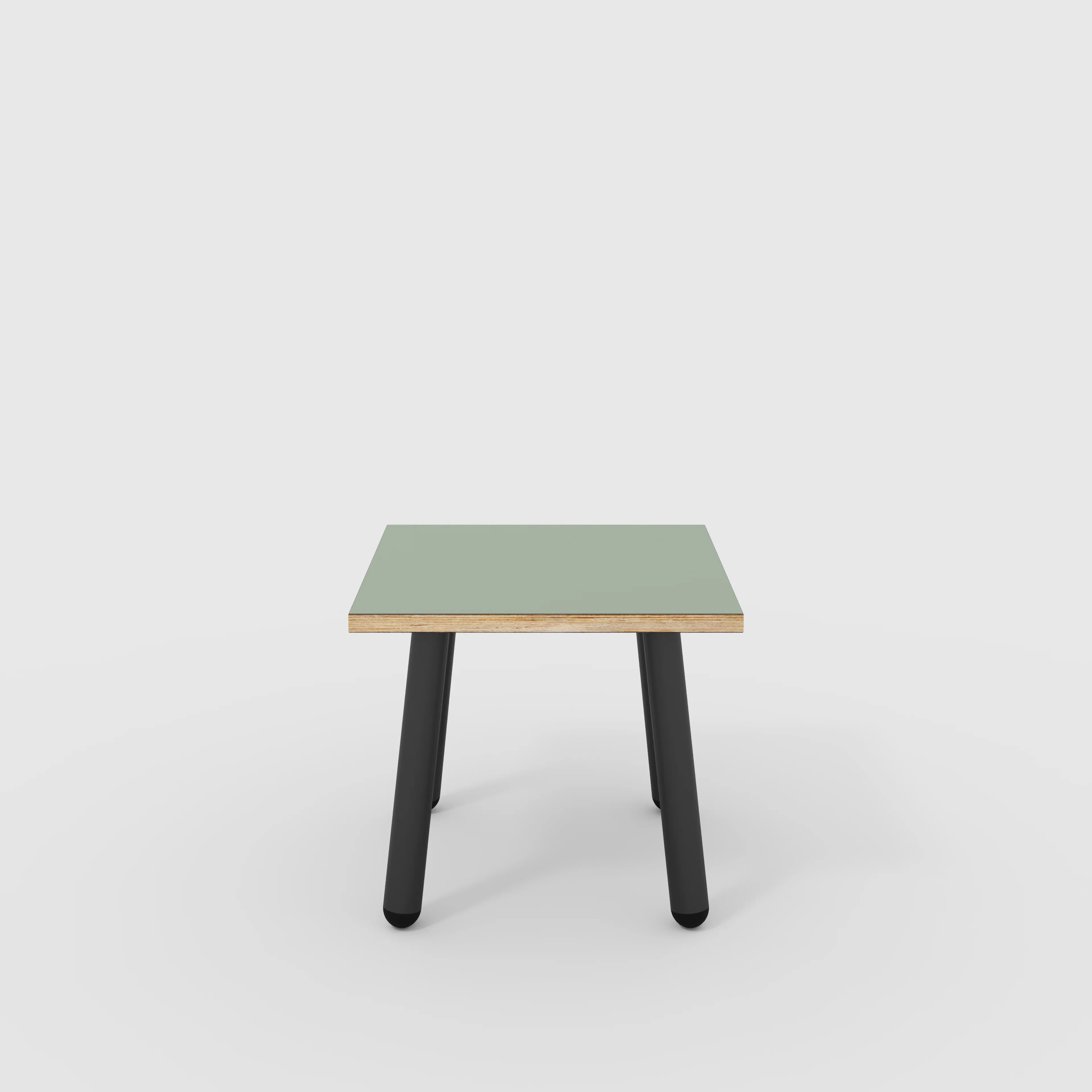 Plywood Side Table with Round Single Pin Legs - Formica Green Slate - 500(w) x 500(d) x 425(h)
