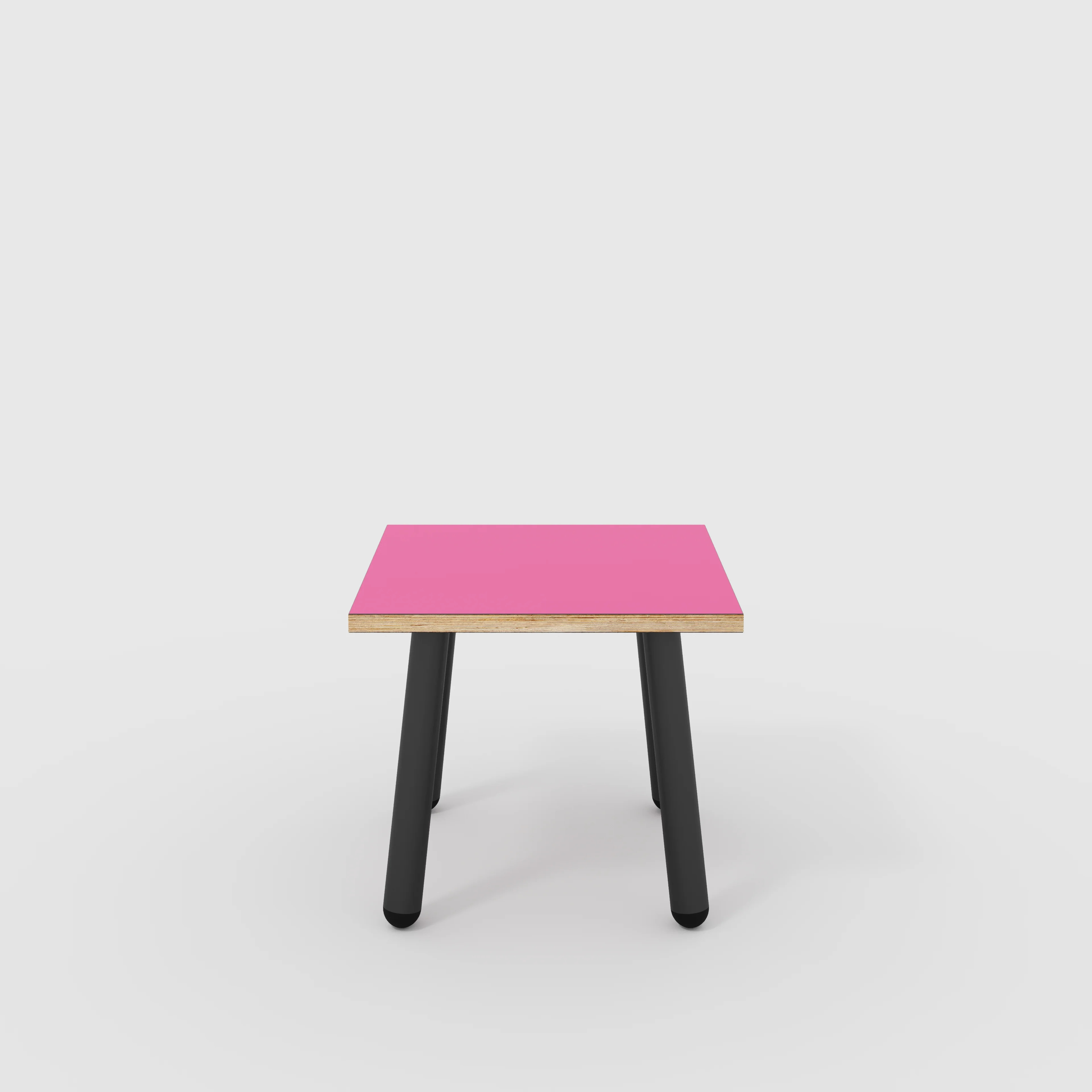 Plywood Side Table with Round Single Pin Legs - Formica Juicy Pink - 500(w) x 500(d) x 425(h)