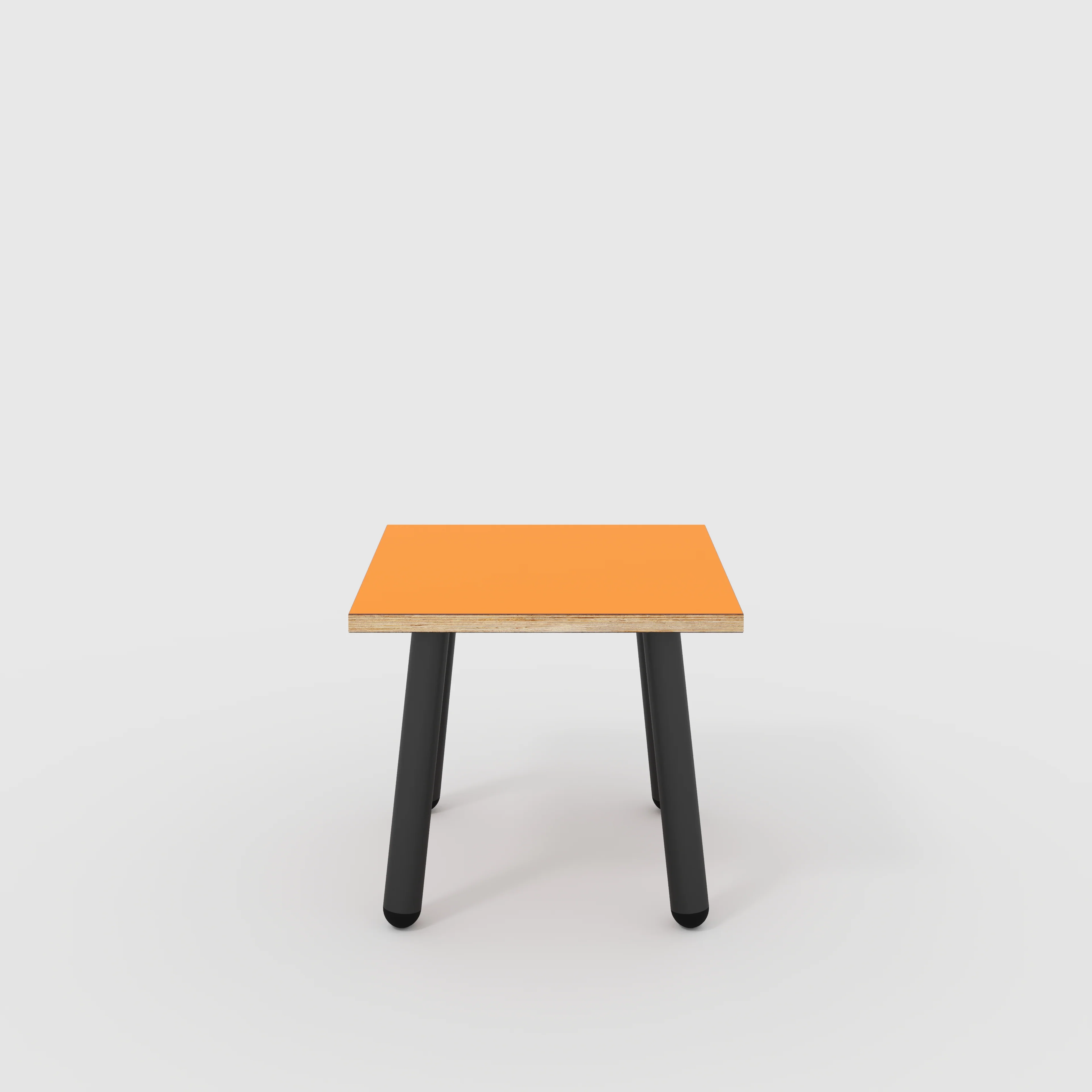Plywood Side Table with Round Single Pin Legs - Formica Levante Orange - 500(w) x 500(d) x 425(h)