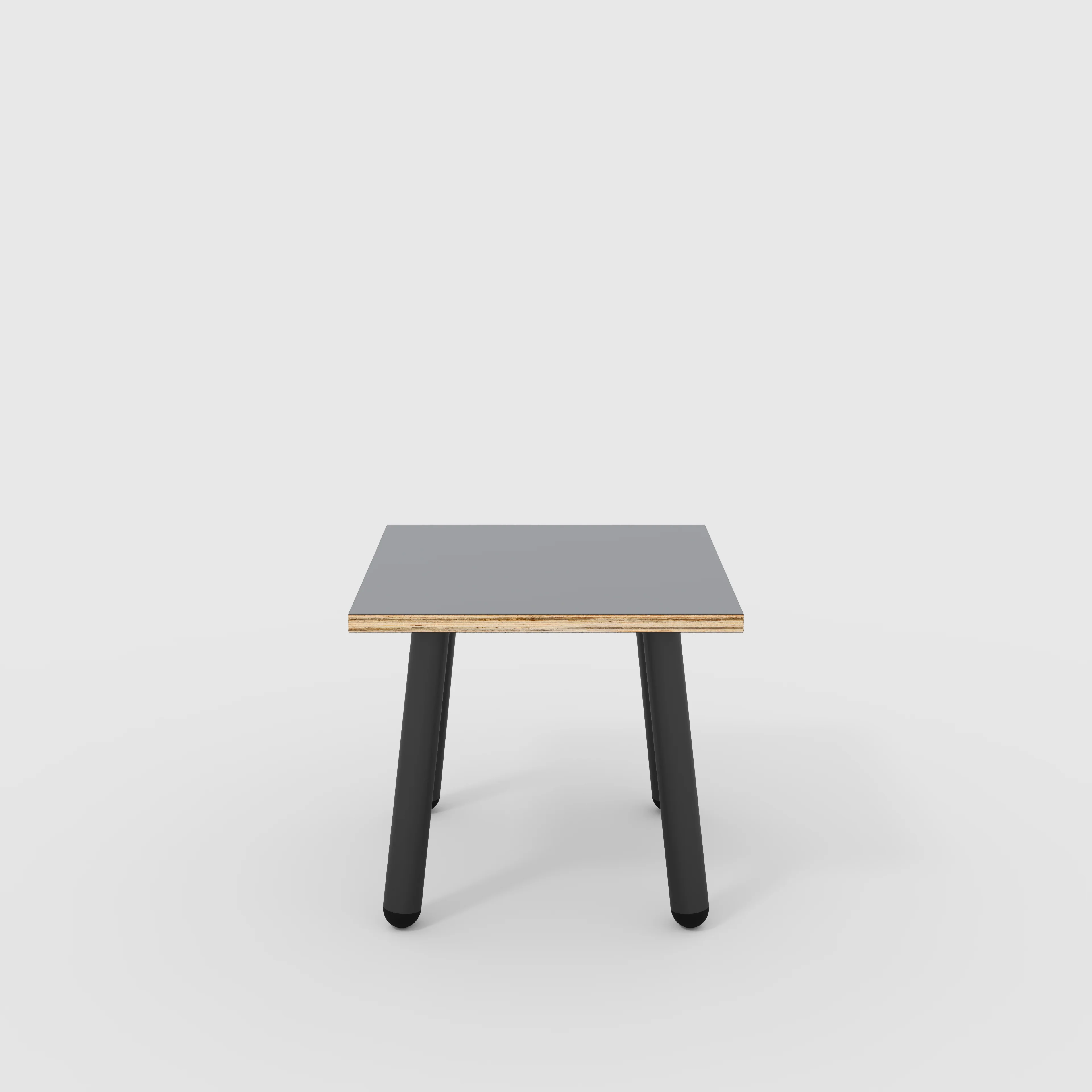 Plywood Side Table with Round Single Pin Legs - Formica Tornado Grey - 500(w) x 500(d) x 425(h)