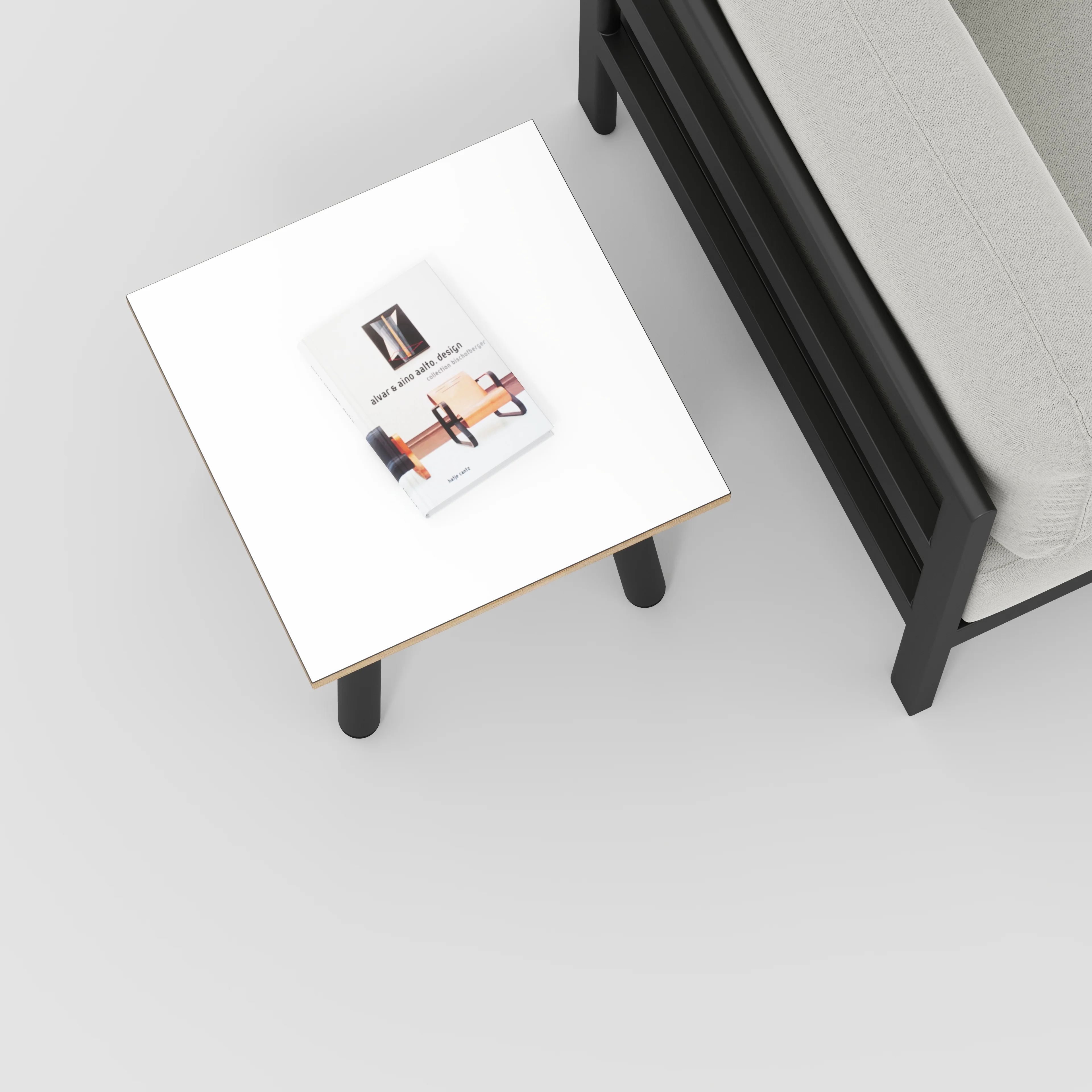 Plywood Side Table with Round Single Pin Legs - Formica White - 500(w) x 500(d) x 425(h) - Image 3