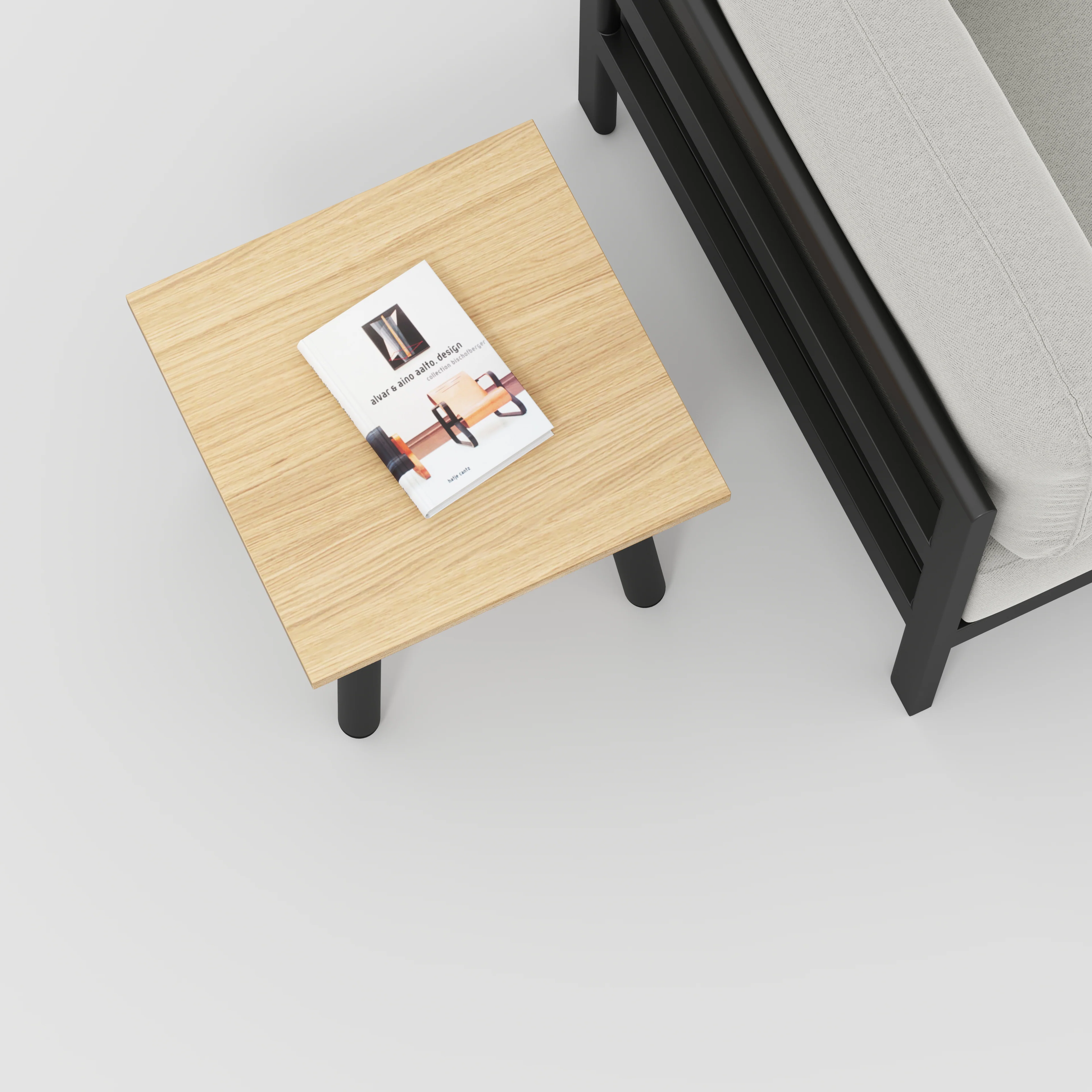 Plywood Side Table with Round Single Pin Legs - Plywood Oak - 500(w) x 500(d) x 425(h) - Image 3