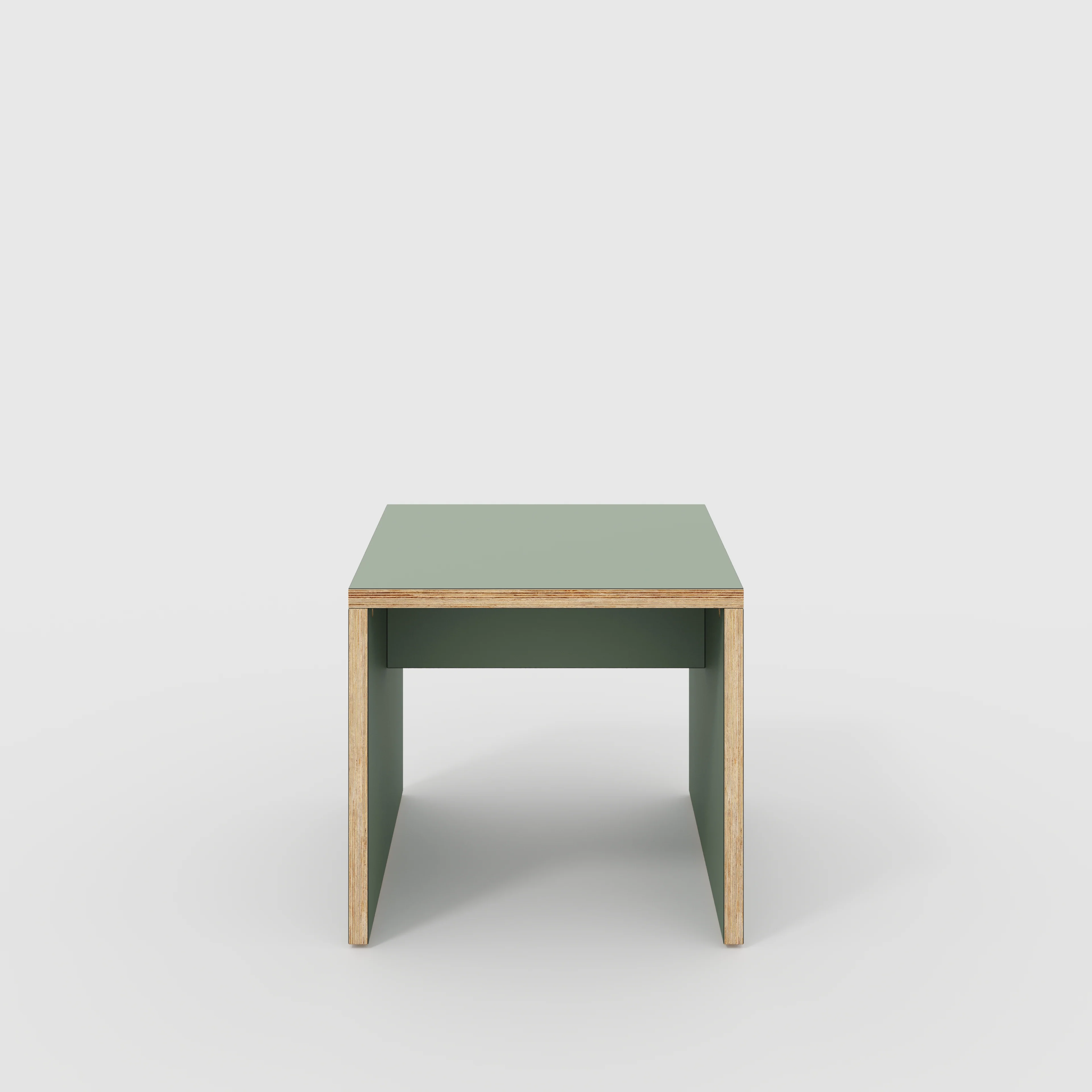 Plywood Side Table with Solid Sides - Formica Green Slate - 500(w) x 500(d) x 450(h)