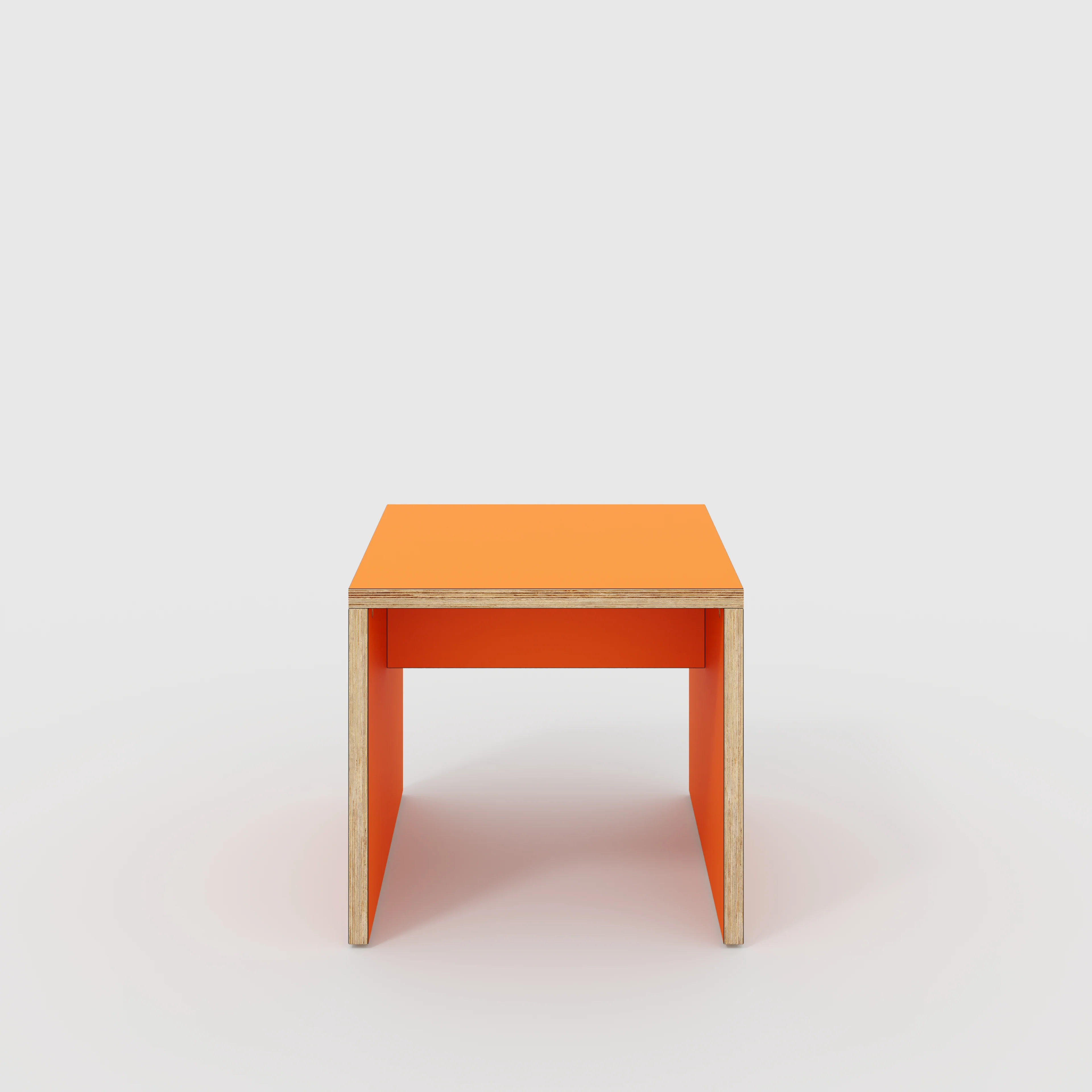 Plywood Side Table with Solid Sides - Formica Levante Orange - 500(w) x 500(d) x 450(h)