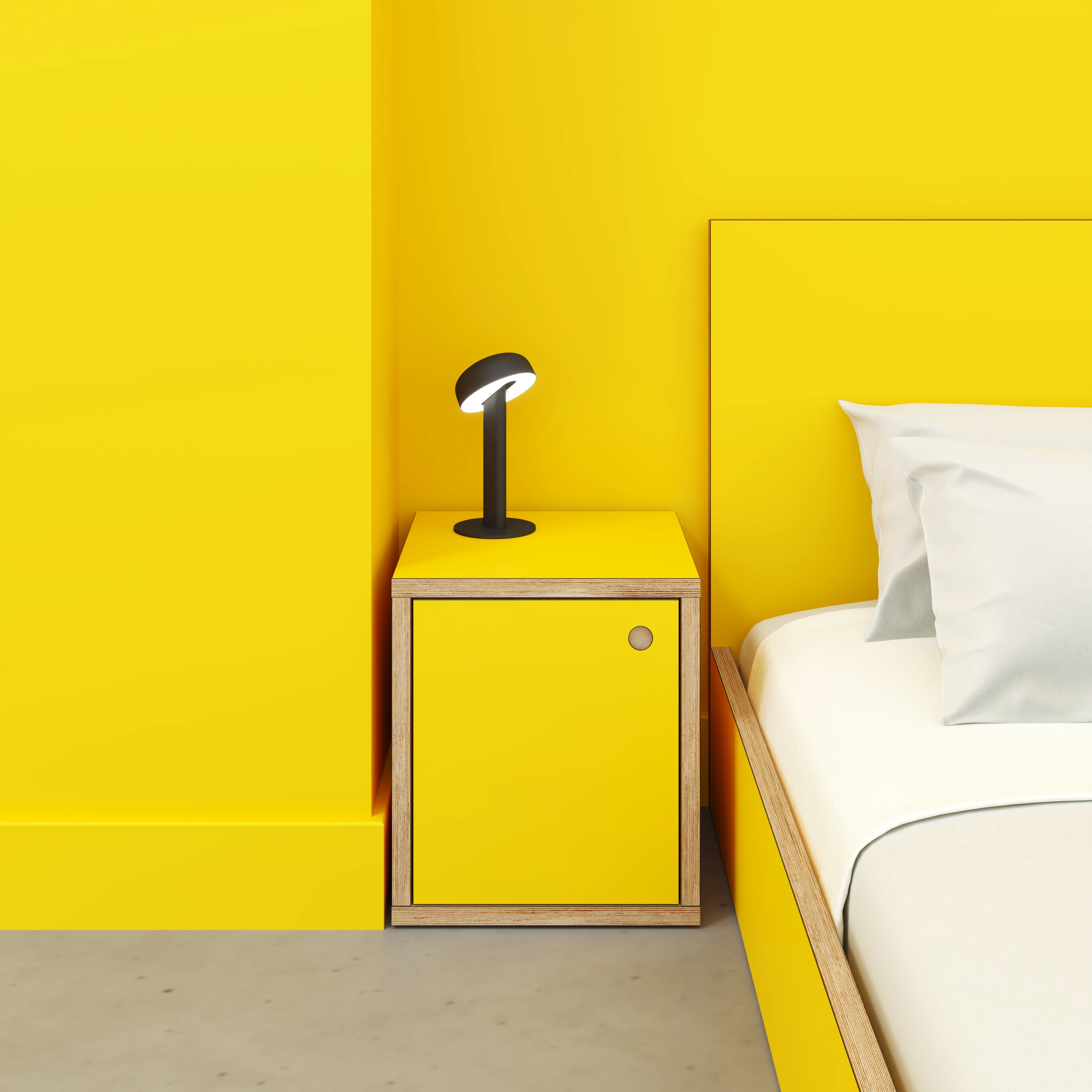 Plywood Storage with Doors - Formica Chrome Yellow - 400(w) x 400(d) x 450(h) - Image 2