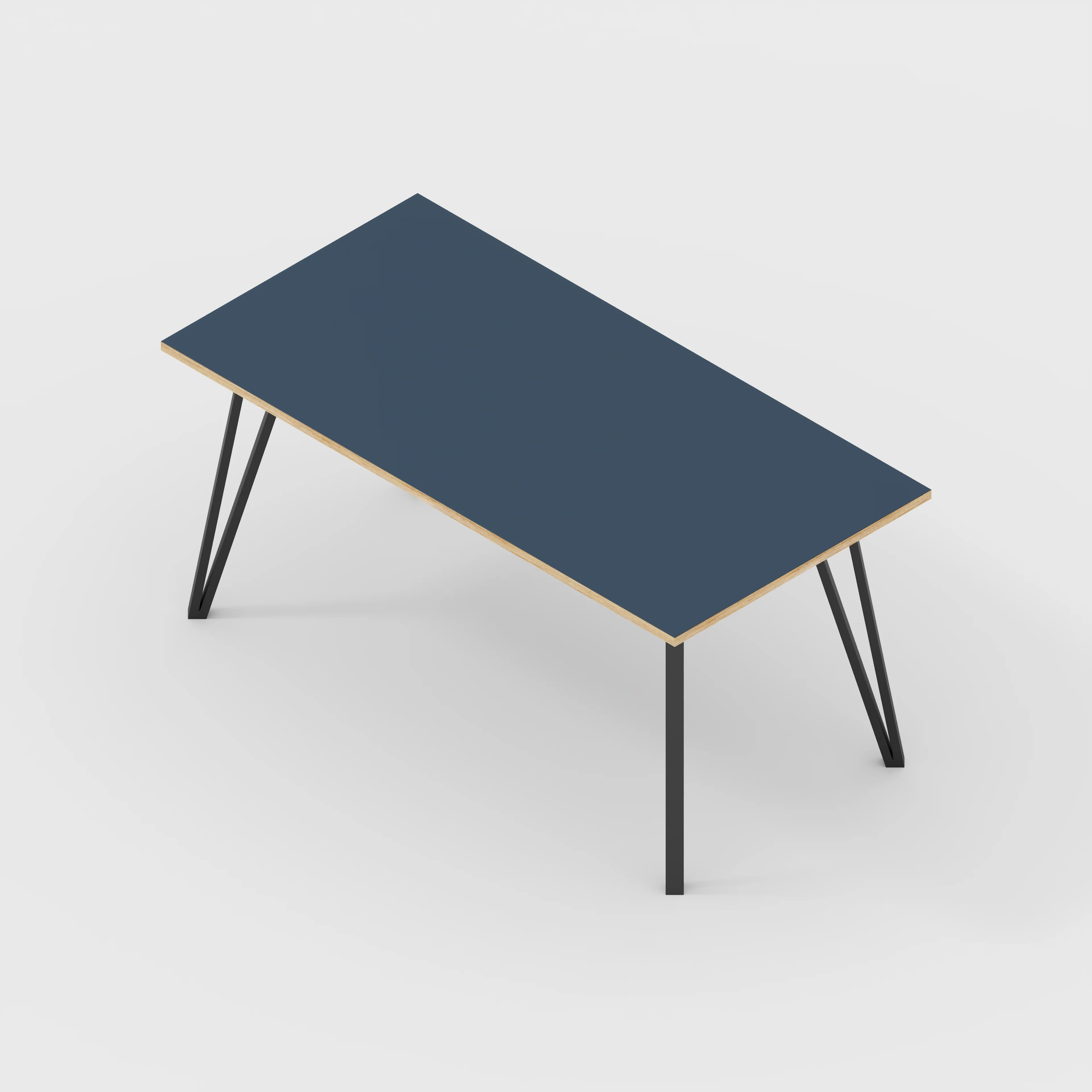 Plywood Table with Black Box Hairpin Legs - Formica Night Sea Blue - 1600(w) x 800(d) x 735(h) - Image 5