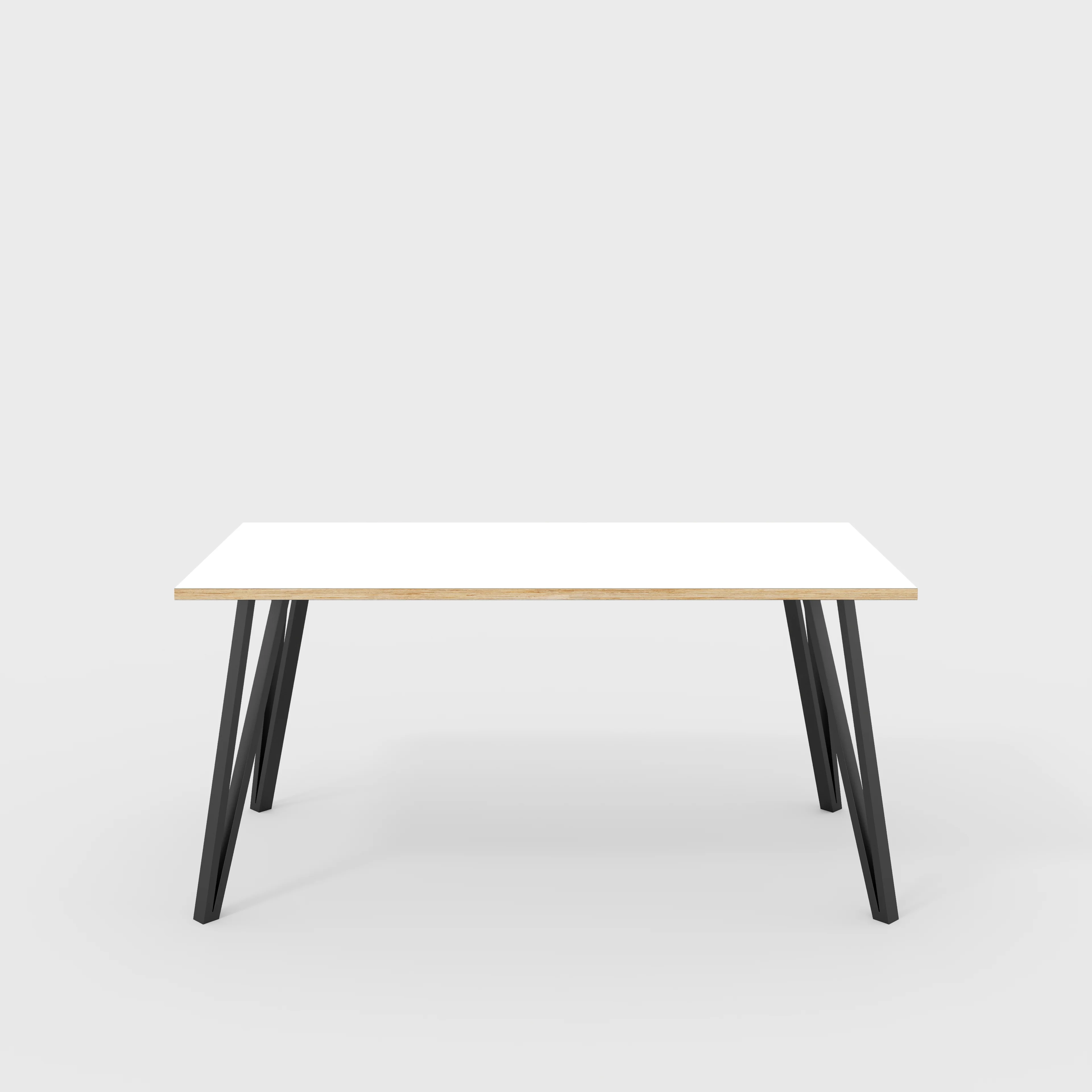 Plywood Table with Black Box Hairpin Legs - Formica White - 1600(w) x 800(d) x 735(h)