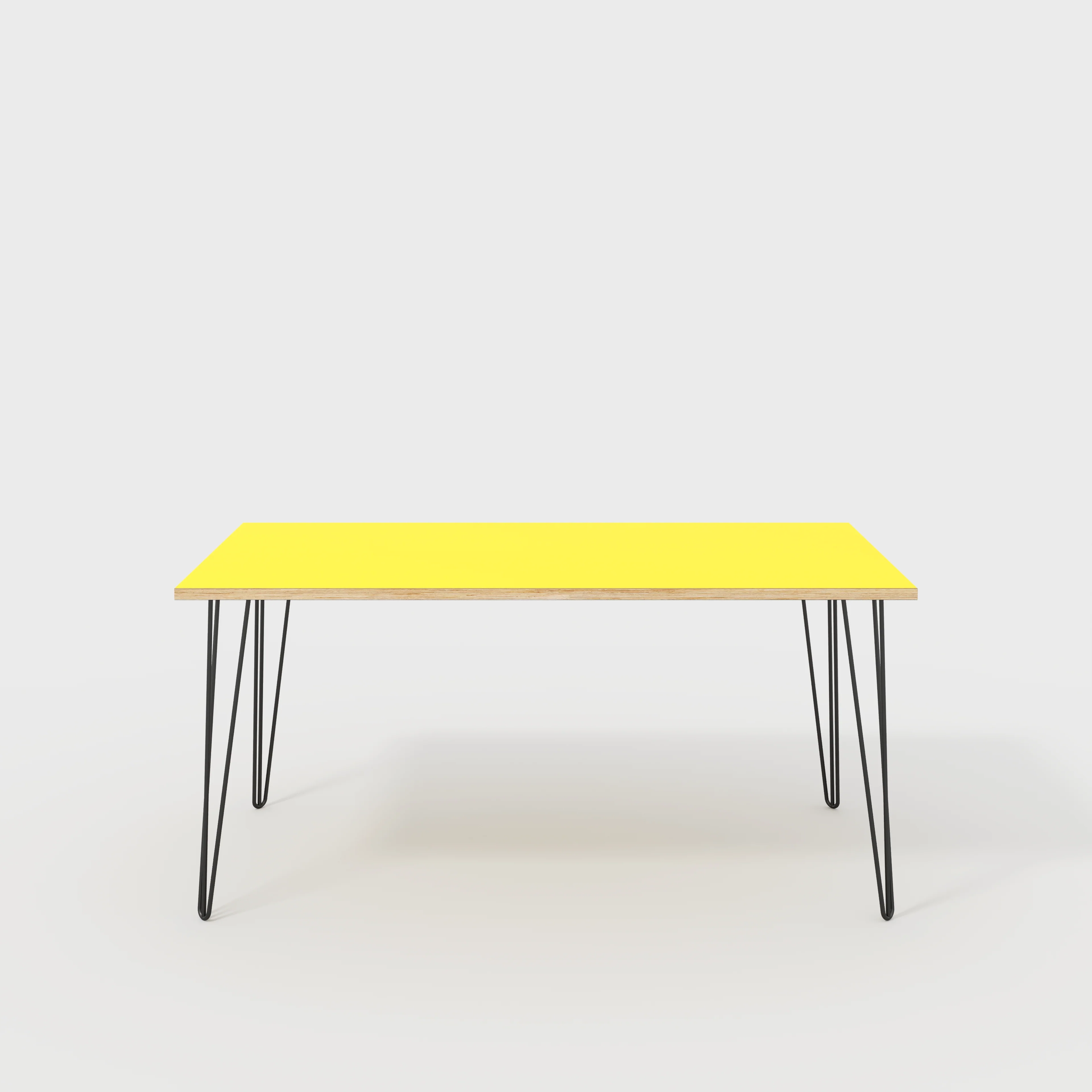 Plywood Table with Black Hairpin Legs - Formica Chrome Yellow - 1600(w) x 800(d)