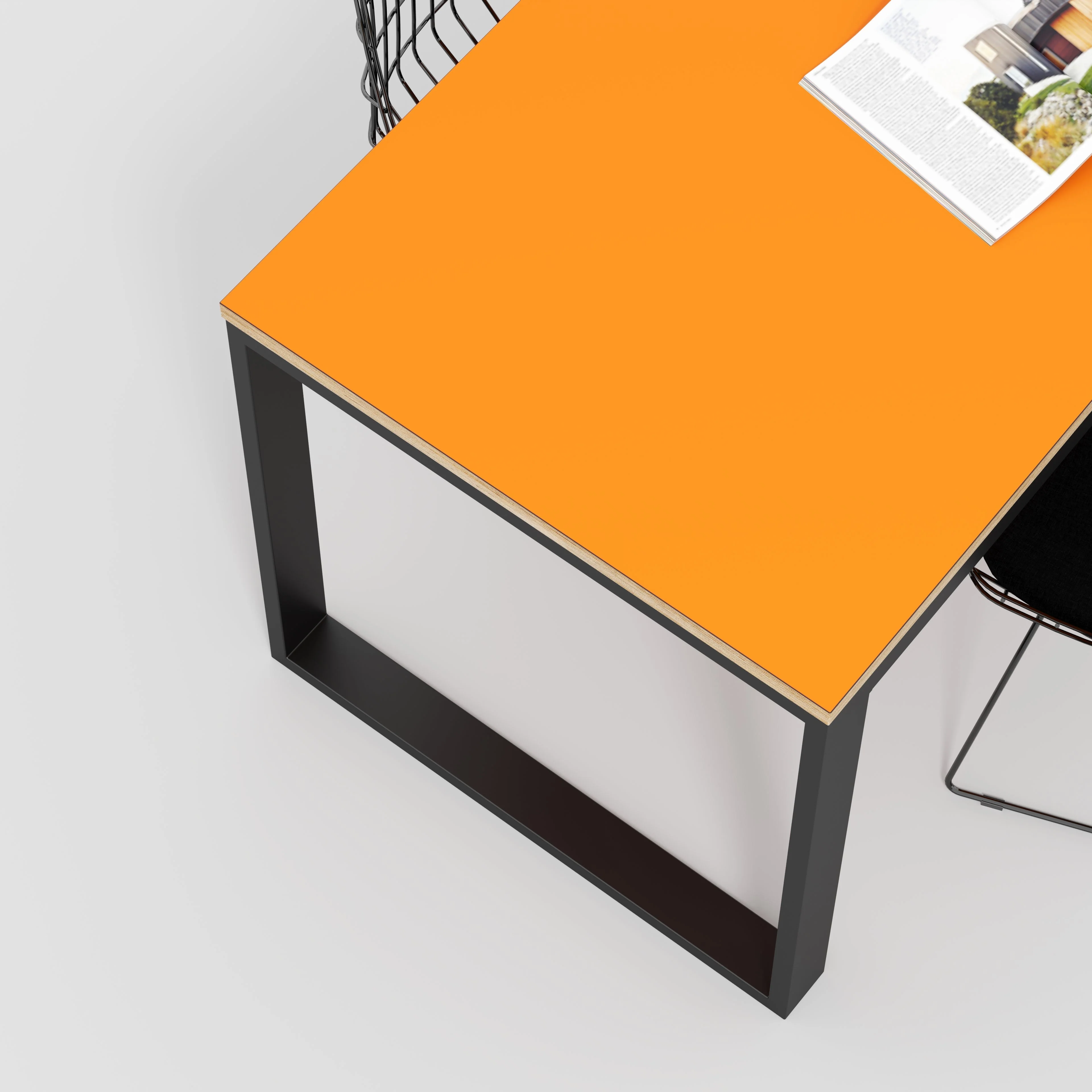 Plywood Table with Black Industrial Frame - Formica Levante Orange - 1800(w) x 745(d) x 735(h) - Image 3