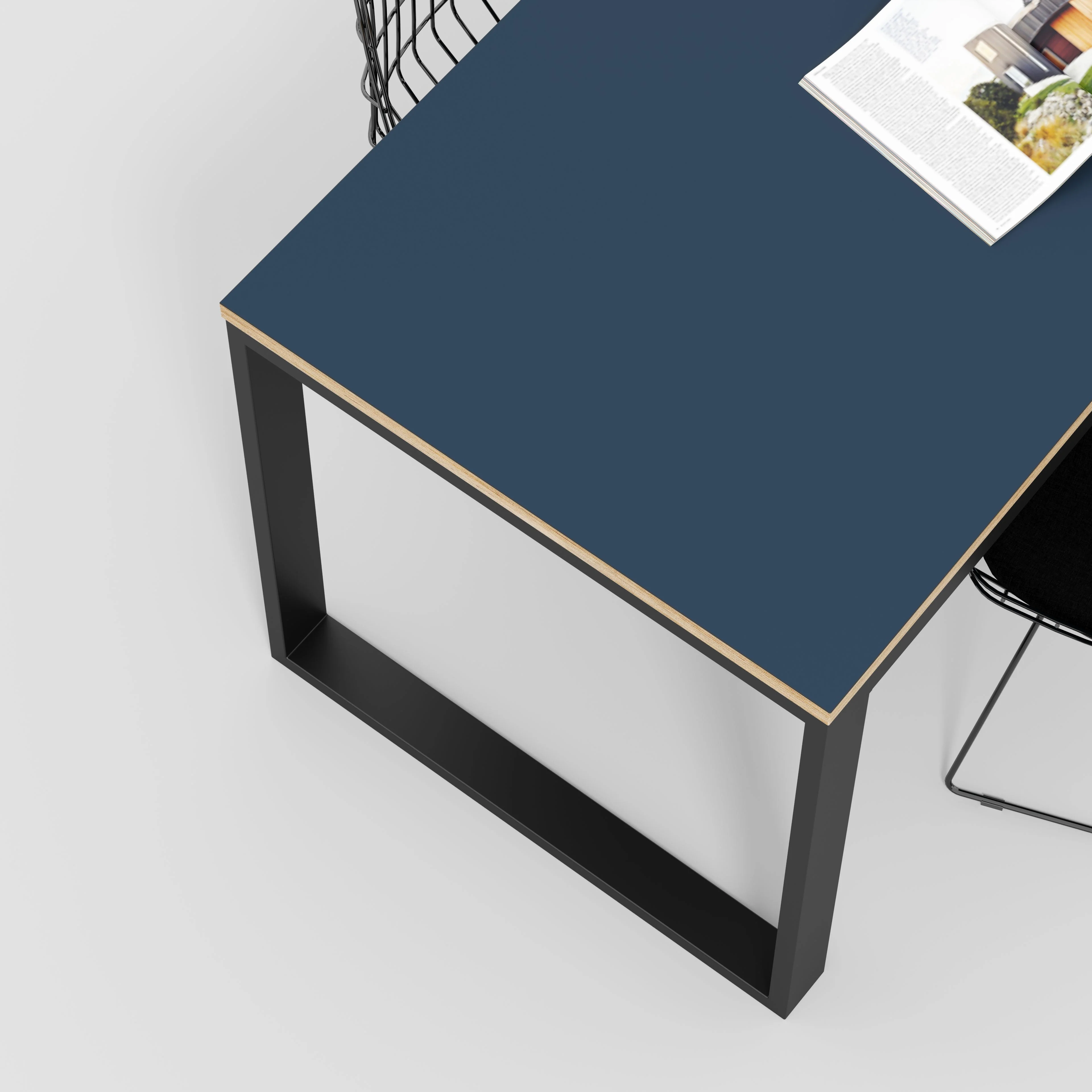 Plywood Table with Black Industrial Frame - Formica Night Sea Blue - 1500(w) x 745(d) x 735(h) - Image 3