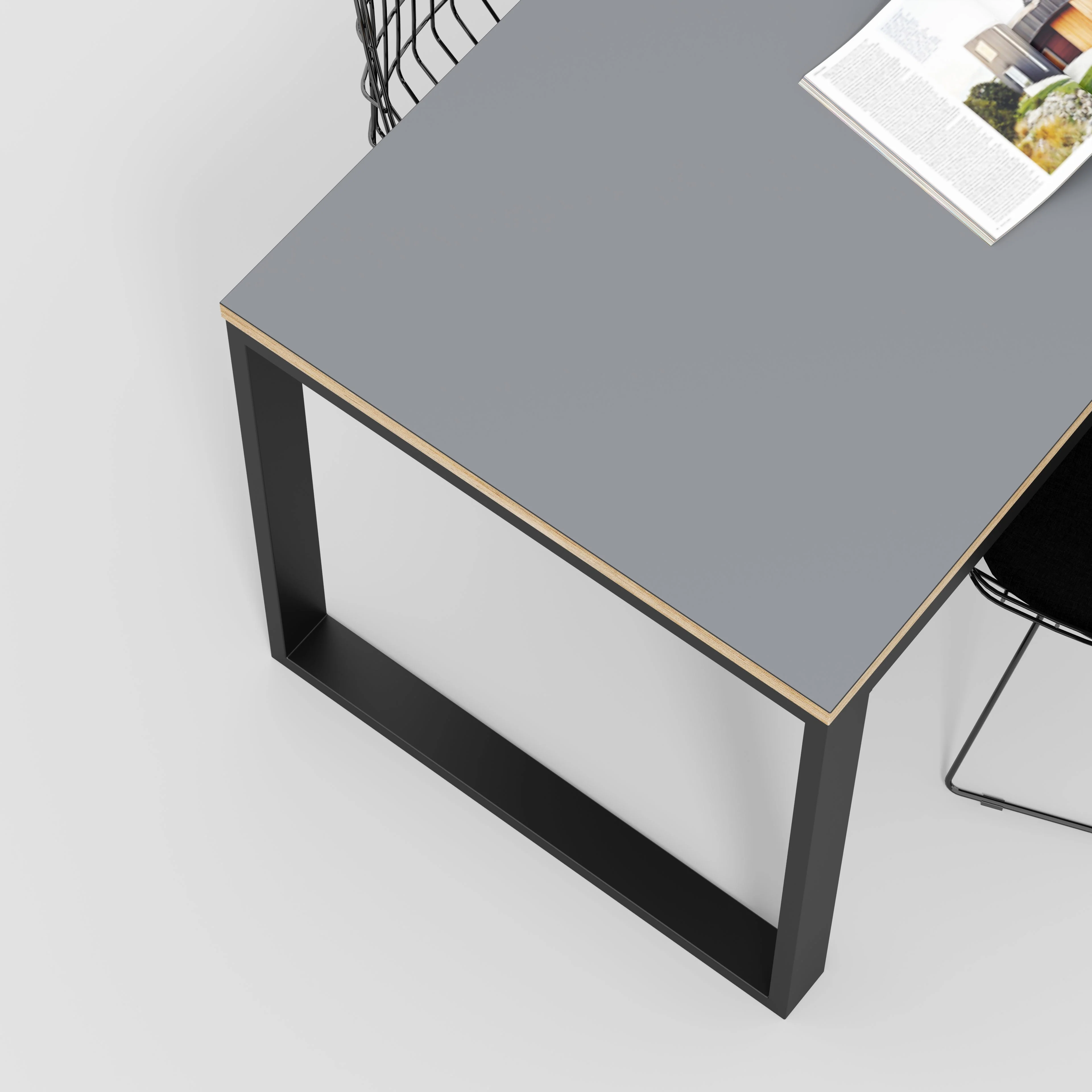 Plywood Table with Black Industrial Frame - Formica Tornado Grey- 1800(w) x 745(d) x 735(h) - Image 3