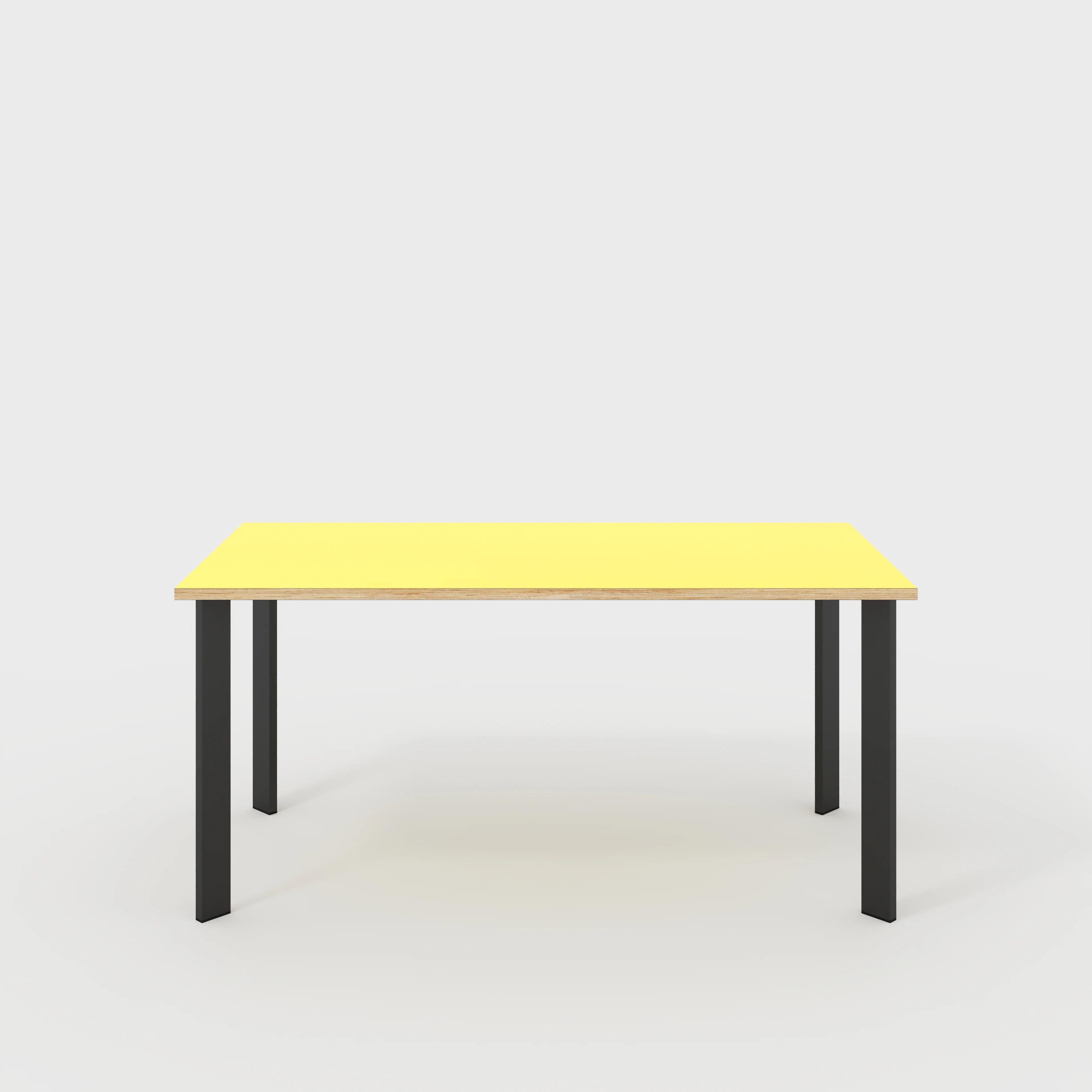 Plywood Table with Black Rectangular Single Pin Legs - Formica Chrome Yellow - 1600(w) x 800(d) x 735(h)