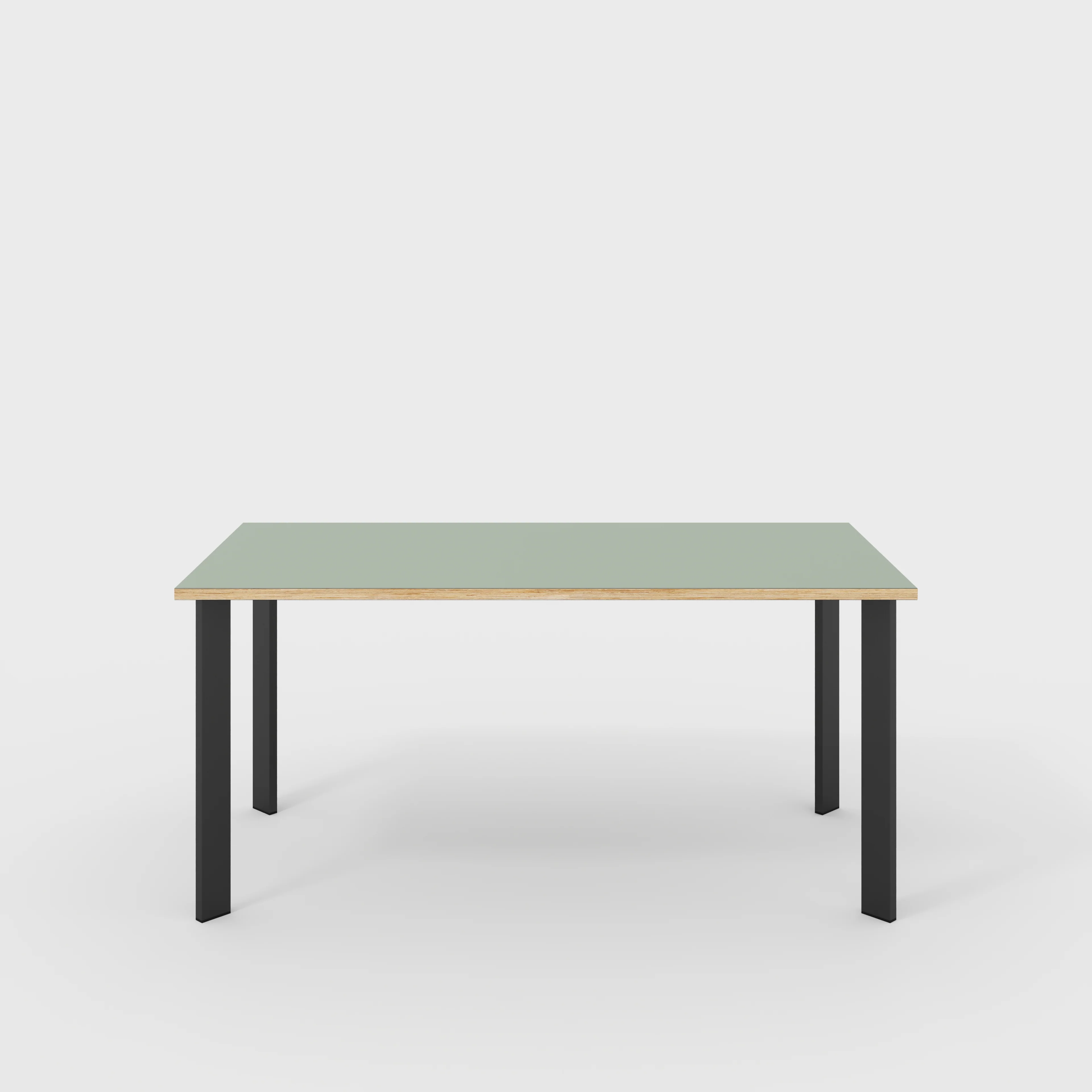 Plywood Table with Black Rectangular Single Pin Legs - Formica Green Slate - 1600(w) x 800(d) x 735(h)