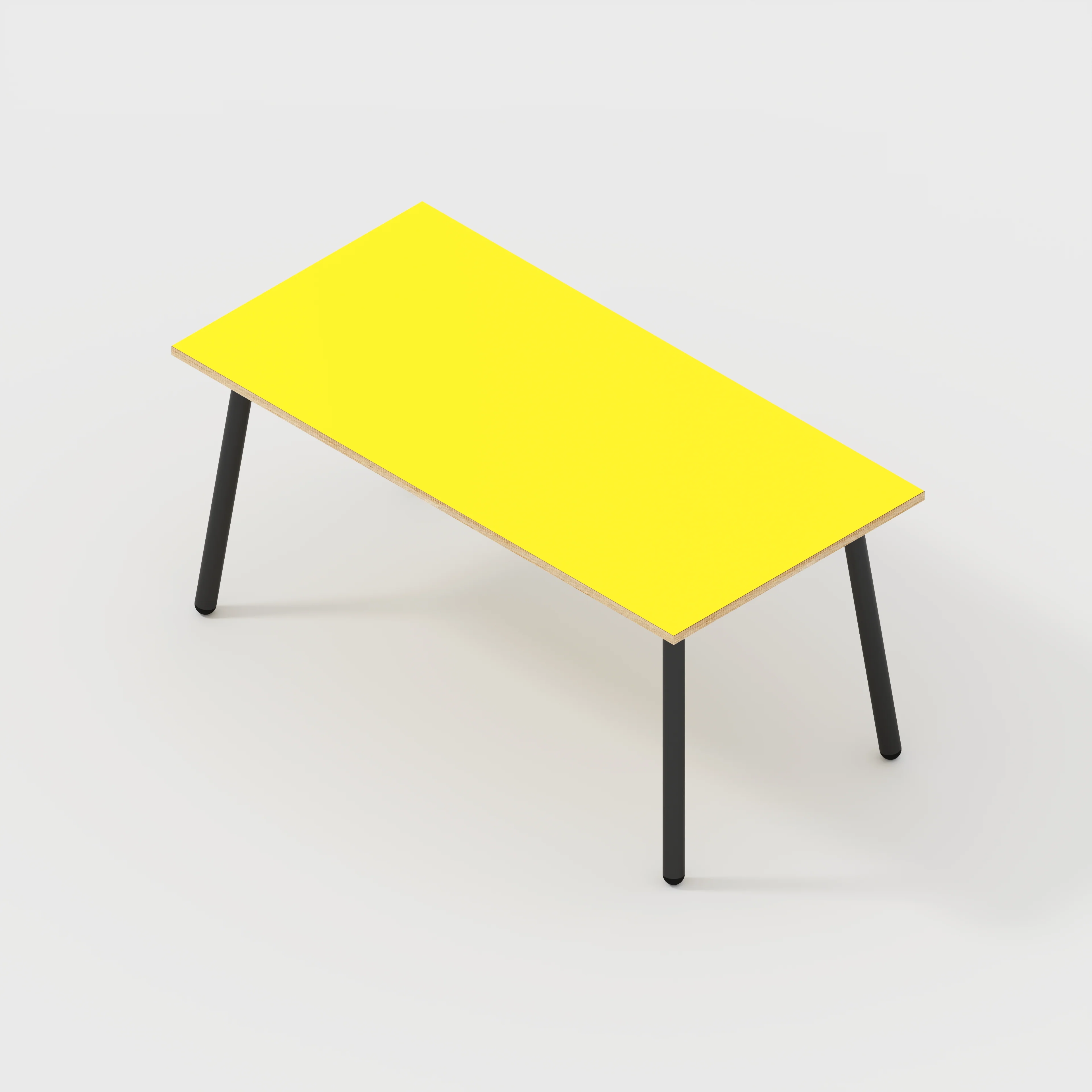Plywood Table with Black Round Single Pin Legs - Formica Chrome Yellow - 1600(w) x 735(h) - Image 5