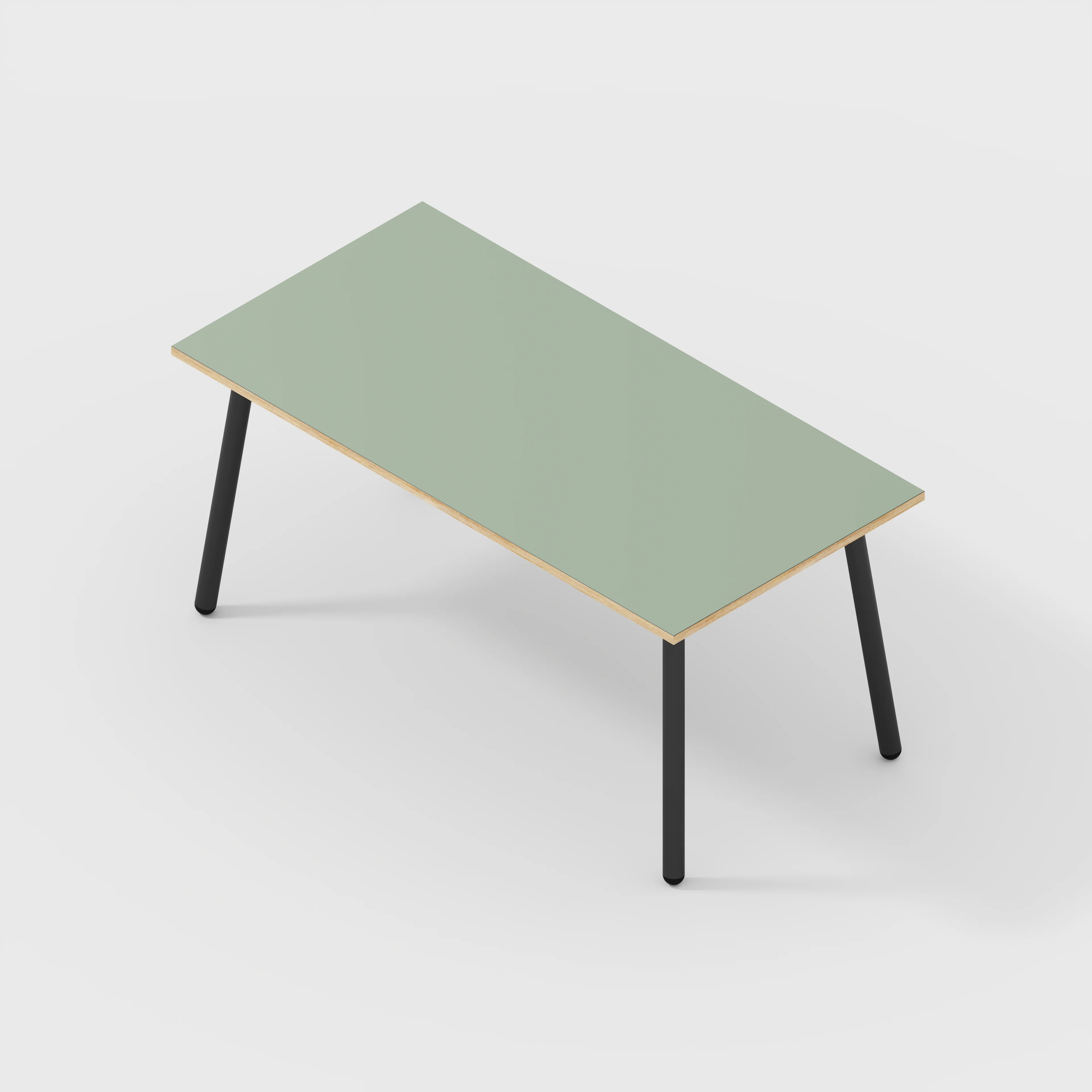 Plywood Table with Black Round Single Pin Legs - Formica Green Slate - 1600(w) x 800(d) x 735(h) - Image 5