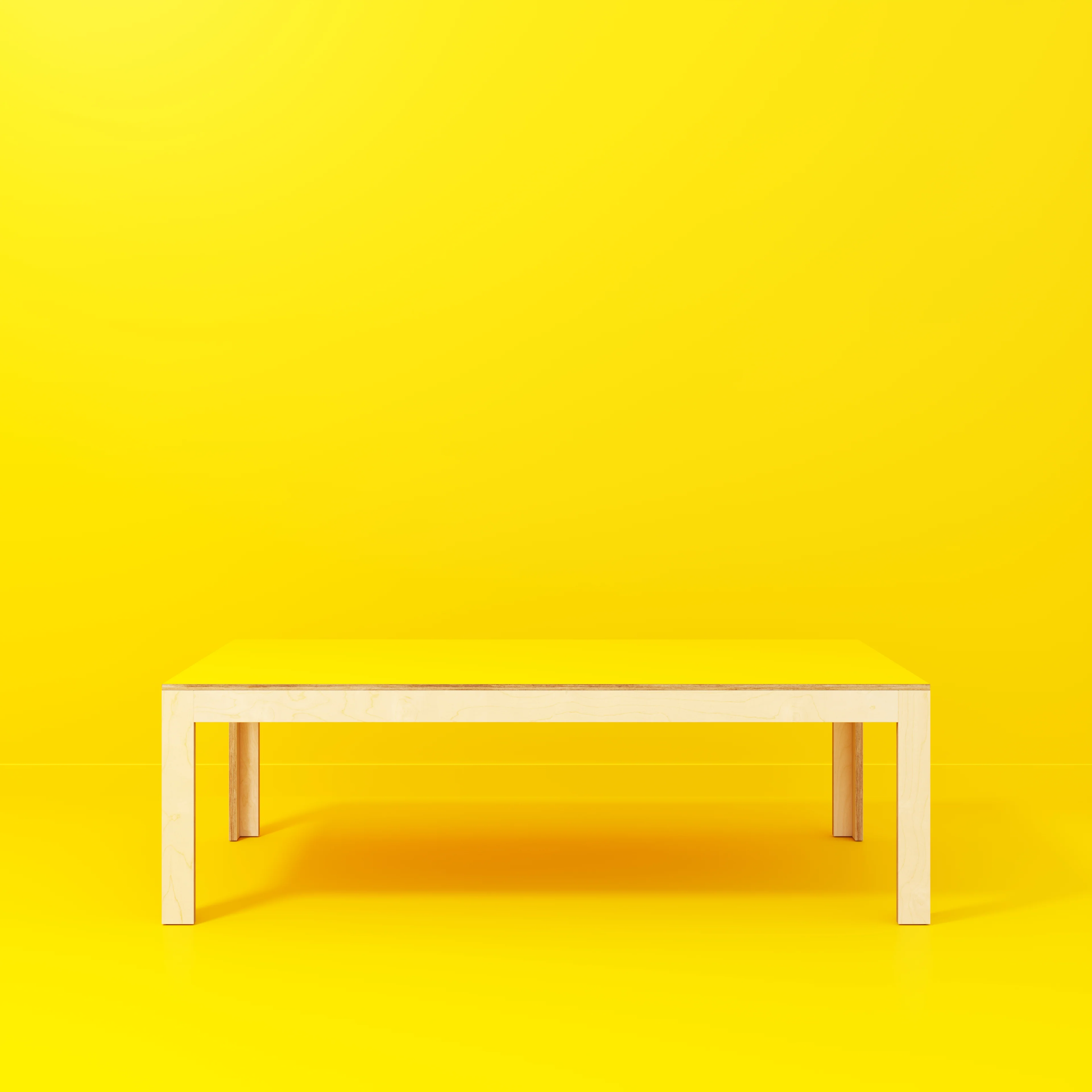 Plywood Table with Solid Frame - Formica Chrome Yellow - 2400(w) x 1200(d) x 750(h) - Image 2