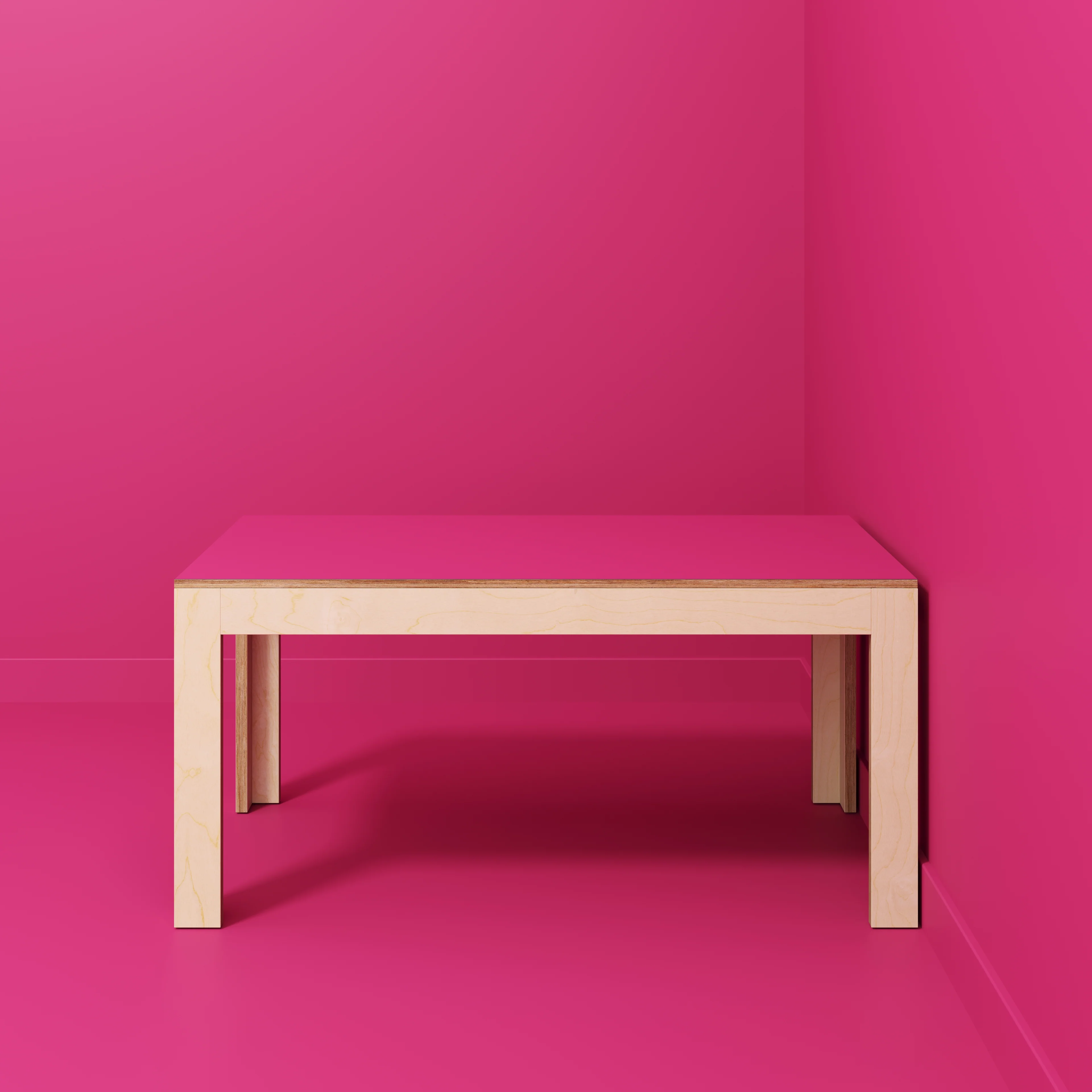 Plywood Table with Solid Frame - Formica Juicy Pink - 1600(w) x 800(d) x 750(h) - Image 2