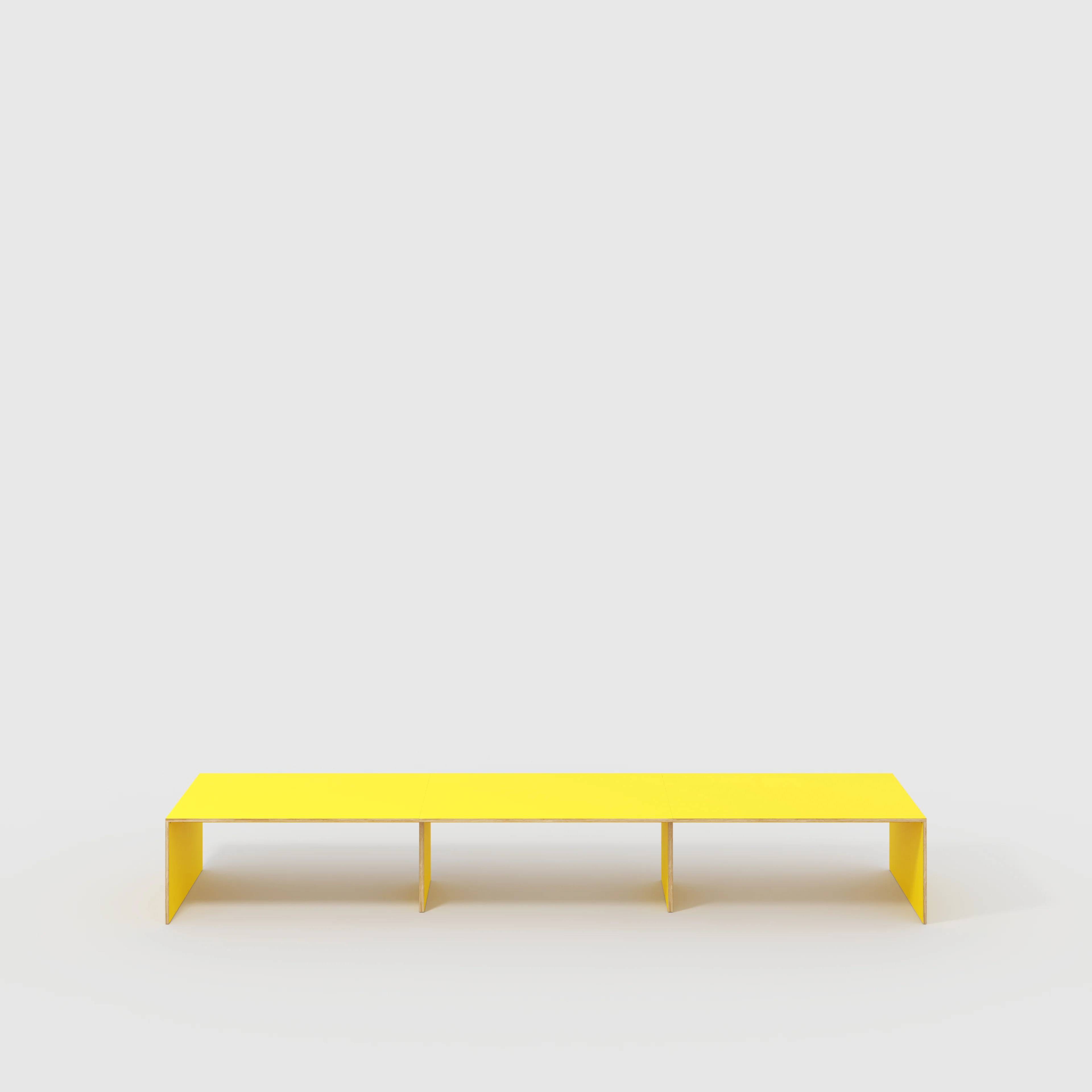 Plywood Table with Solid Sides - Formica Chrome Yellow - 5600(w) x 1000(d) x 750(h)
