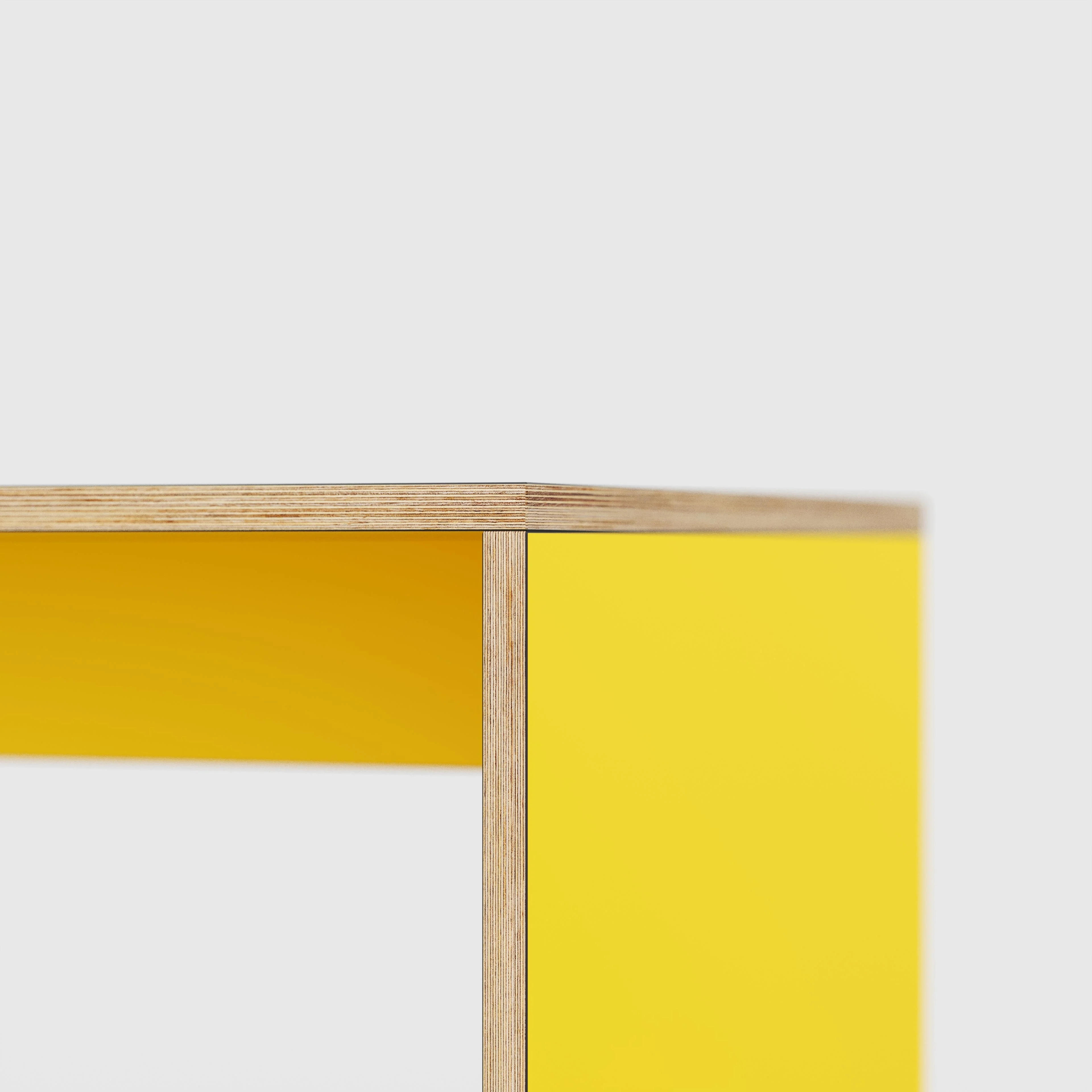 Plywood Table with Solid Sides - Formica Chrome Yellow - 5600(w) x 1000(d) x 750(h) - Image 4
