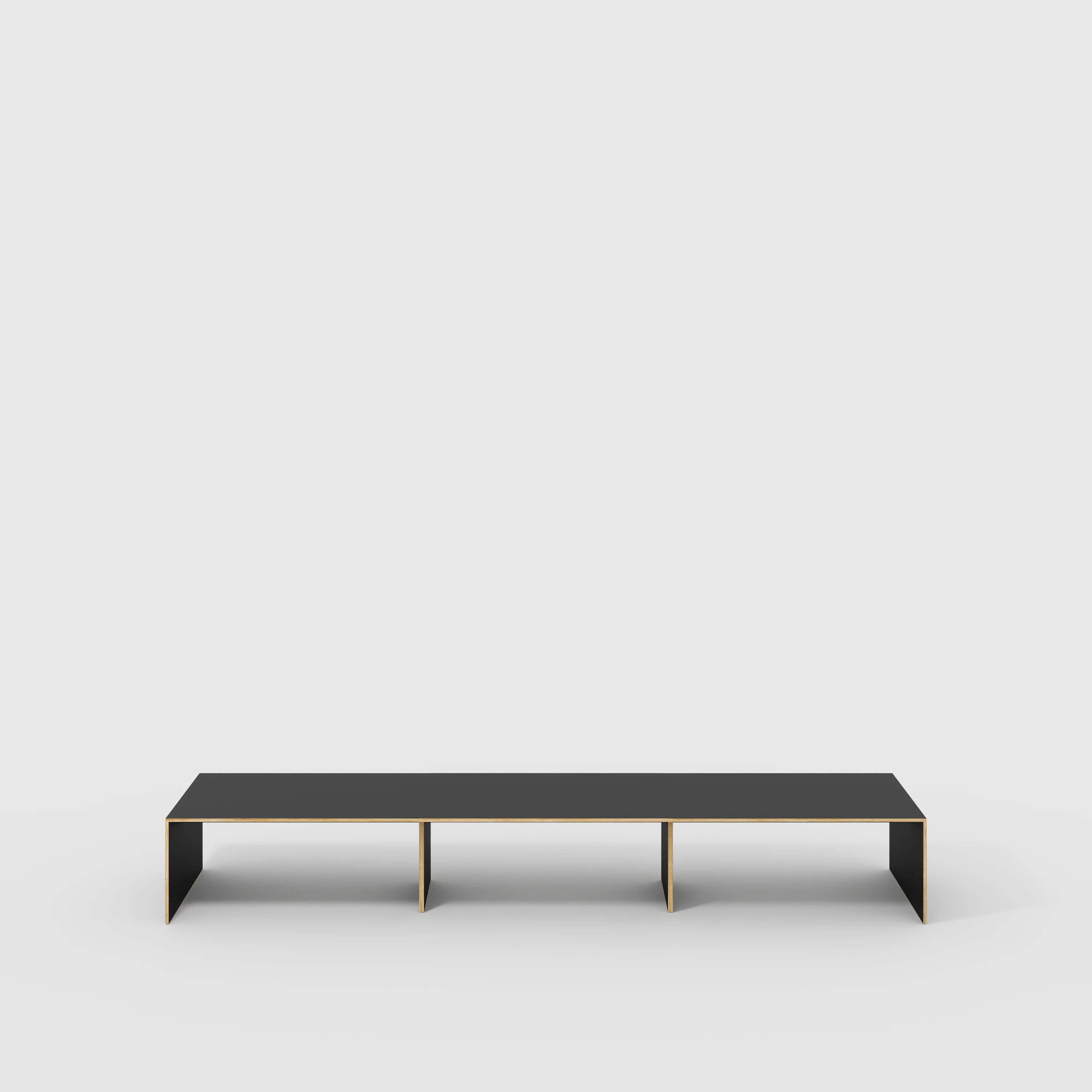 Plywood Table with Solid Sides - Formica Diamond Black - 5600(w) x 1000(d) x 750(h)