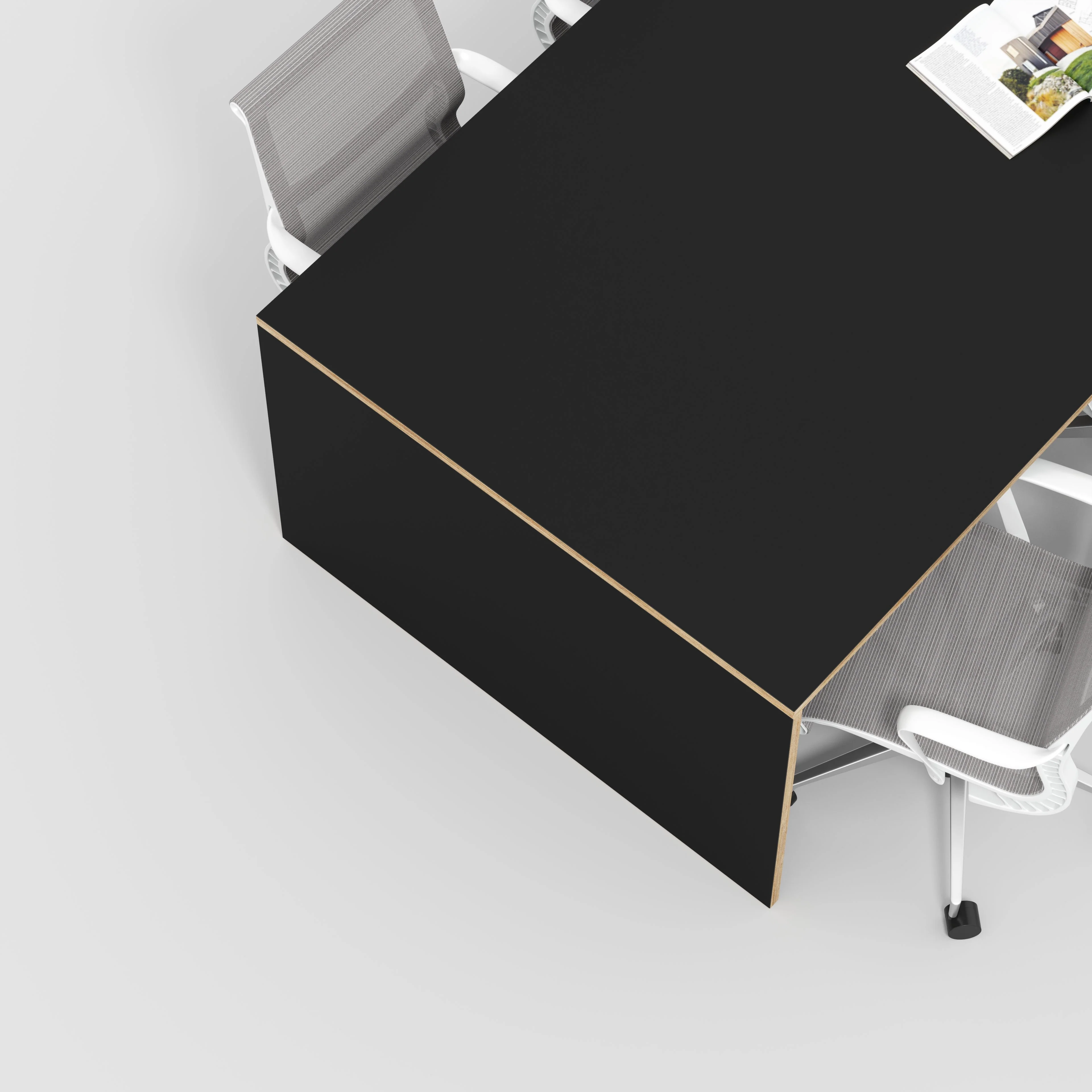 Plywood Table with Solid Sides - Formica Diamond Black - 5600(w) x 1000(d) x 750(h) - Image 3
