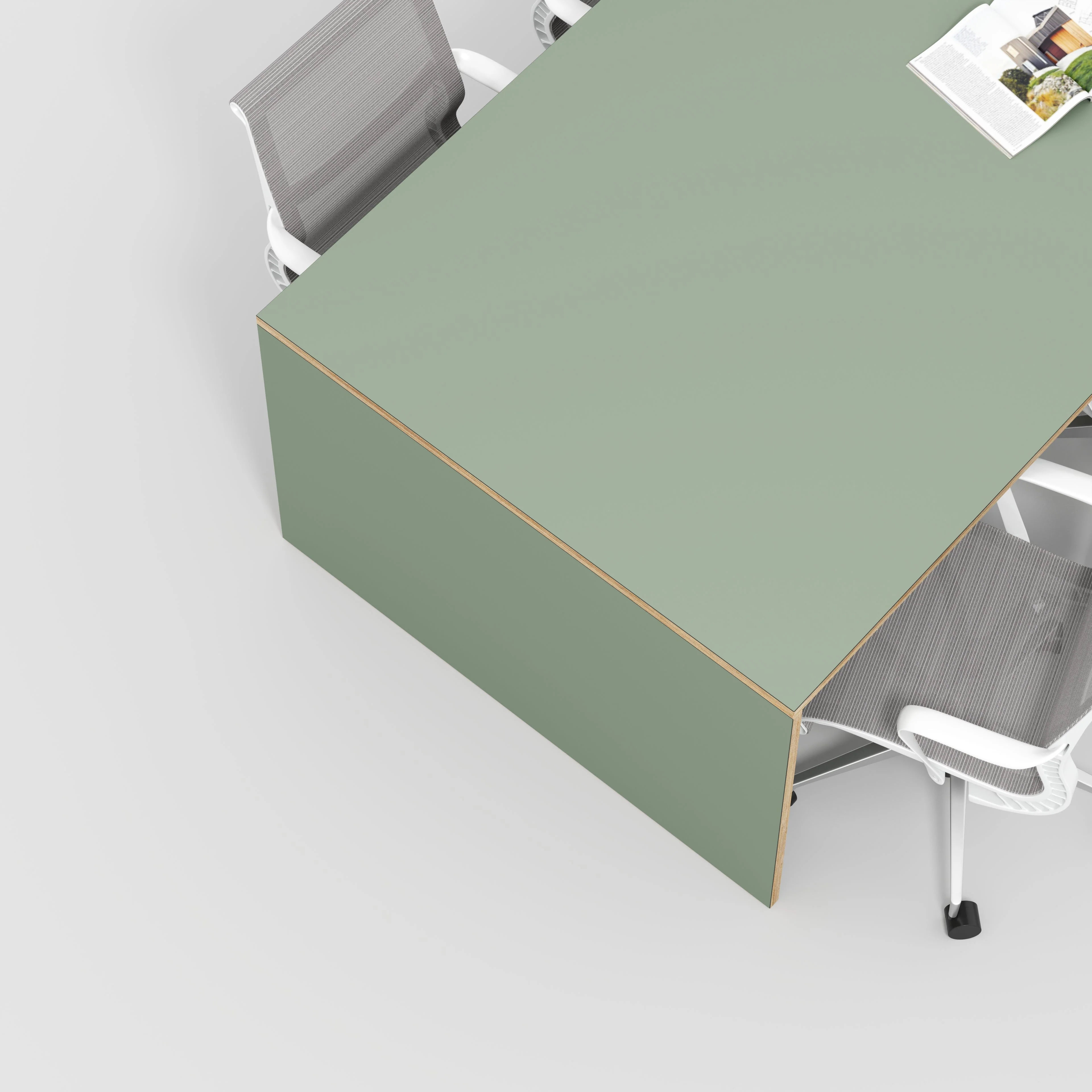 Plywood Table with Solid Sides - Formica Green Slate - 4000(w) x 1000(d) x 750(h) - Image 3