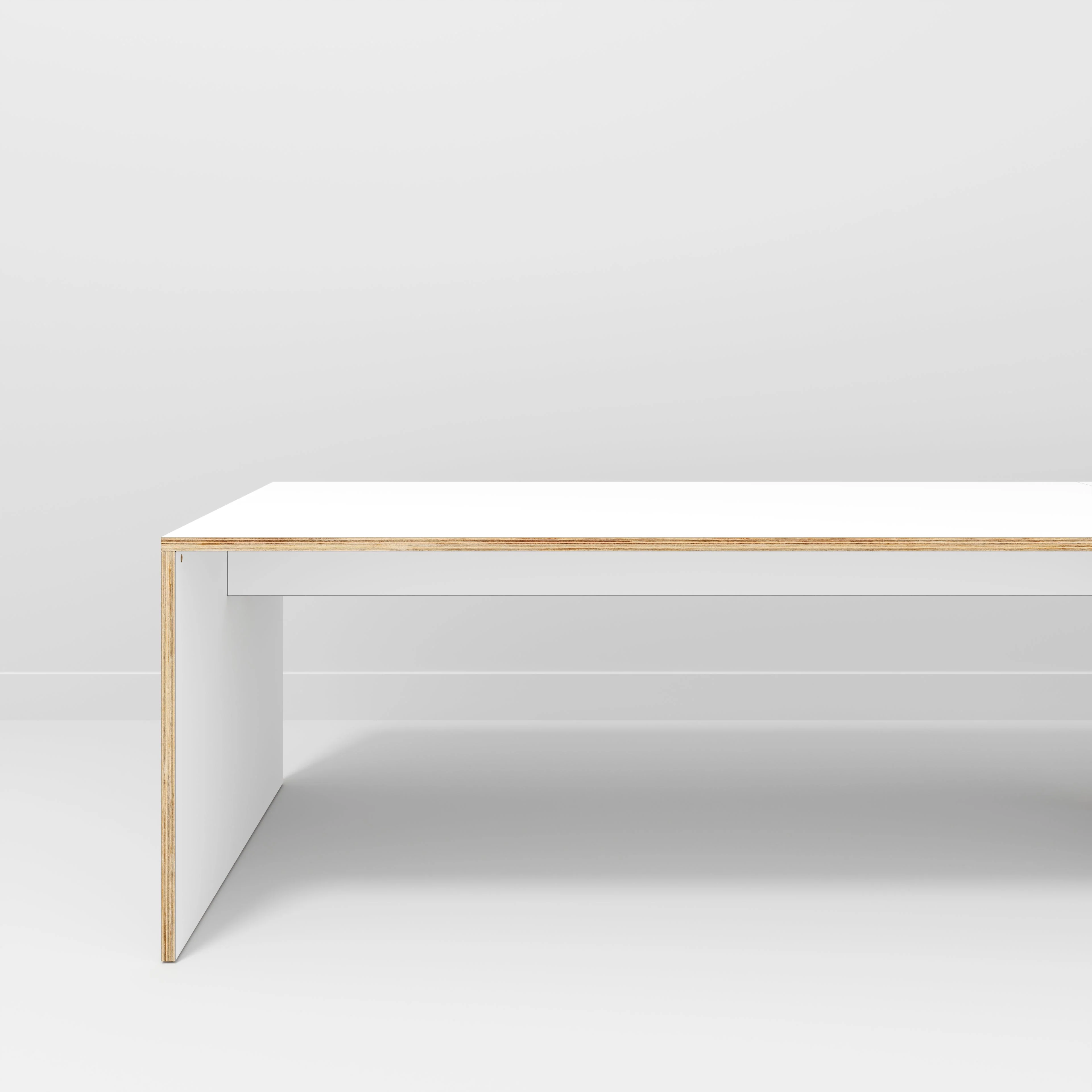 Plywood Table with Solid Sides - Formica White - 5600(w) x 1000(d) x 750(h) - Image 2