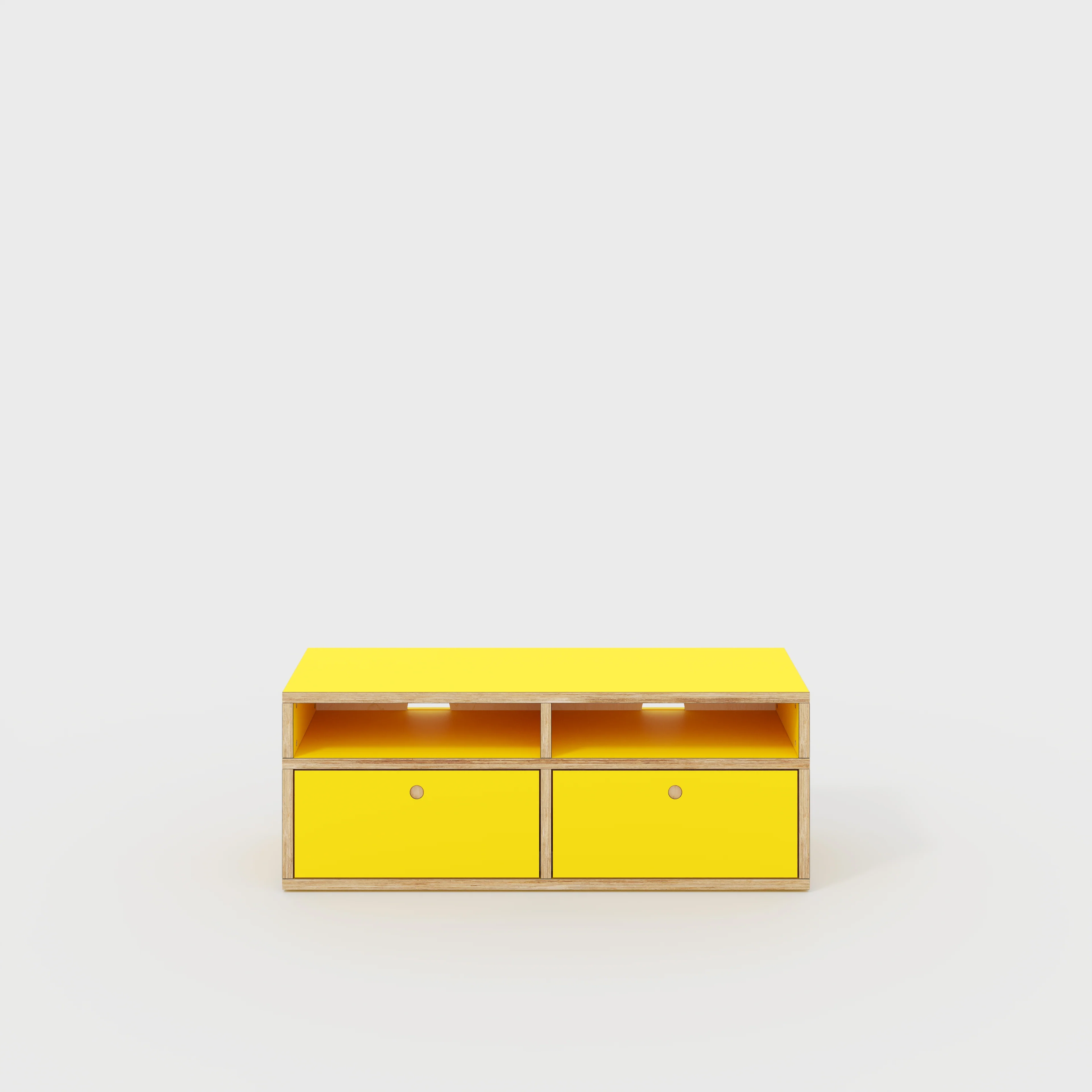 Plywood TV Entertainment Unit - Type 2 - Formica Chrome Yellow - 1200(w) x 400(d) x 450(h)