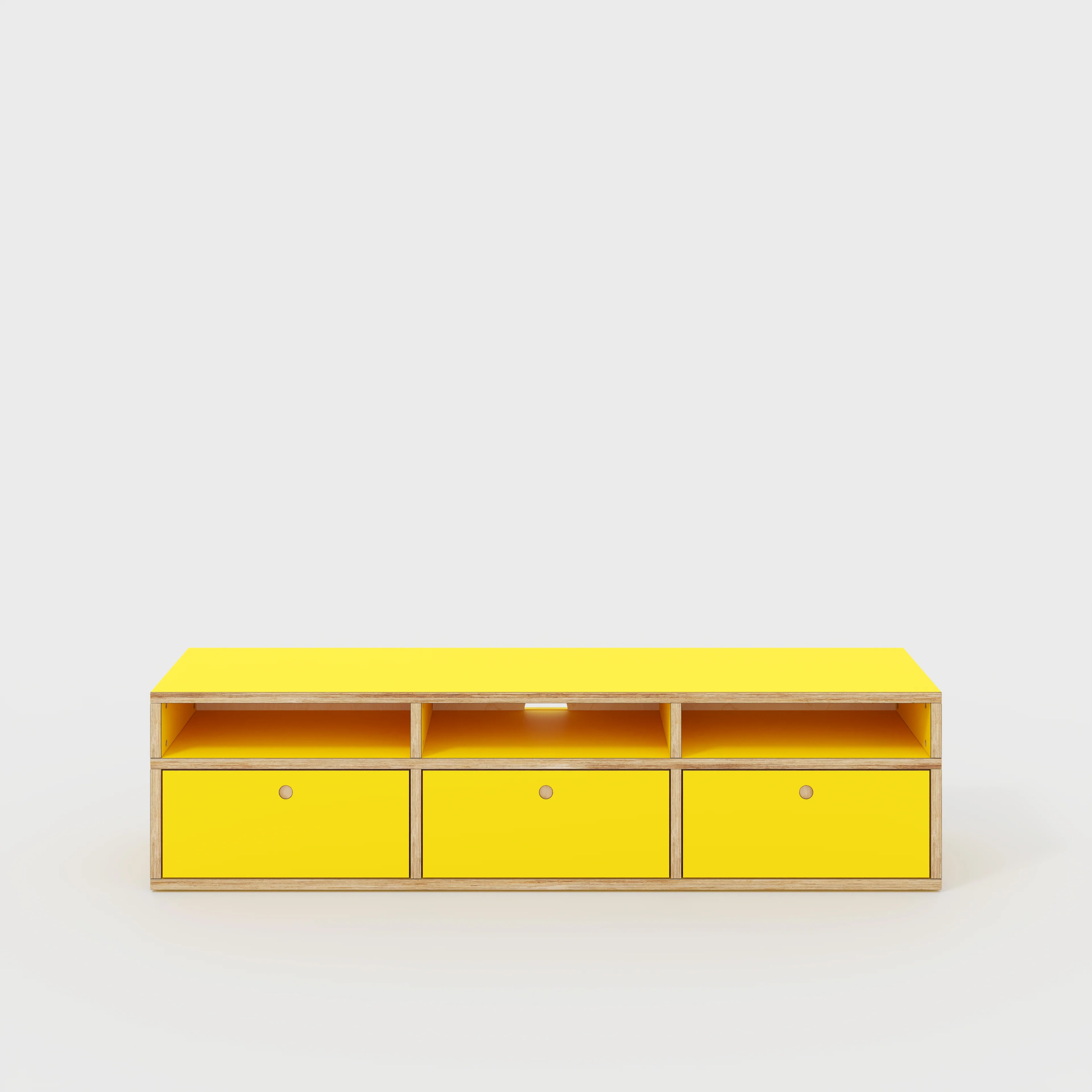 Plywood TV Entertainment Unit - Type 2 - Formica Chrome Yellow - 1800(w) x 400(d) x 450(h)