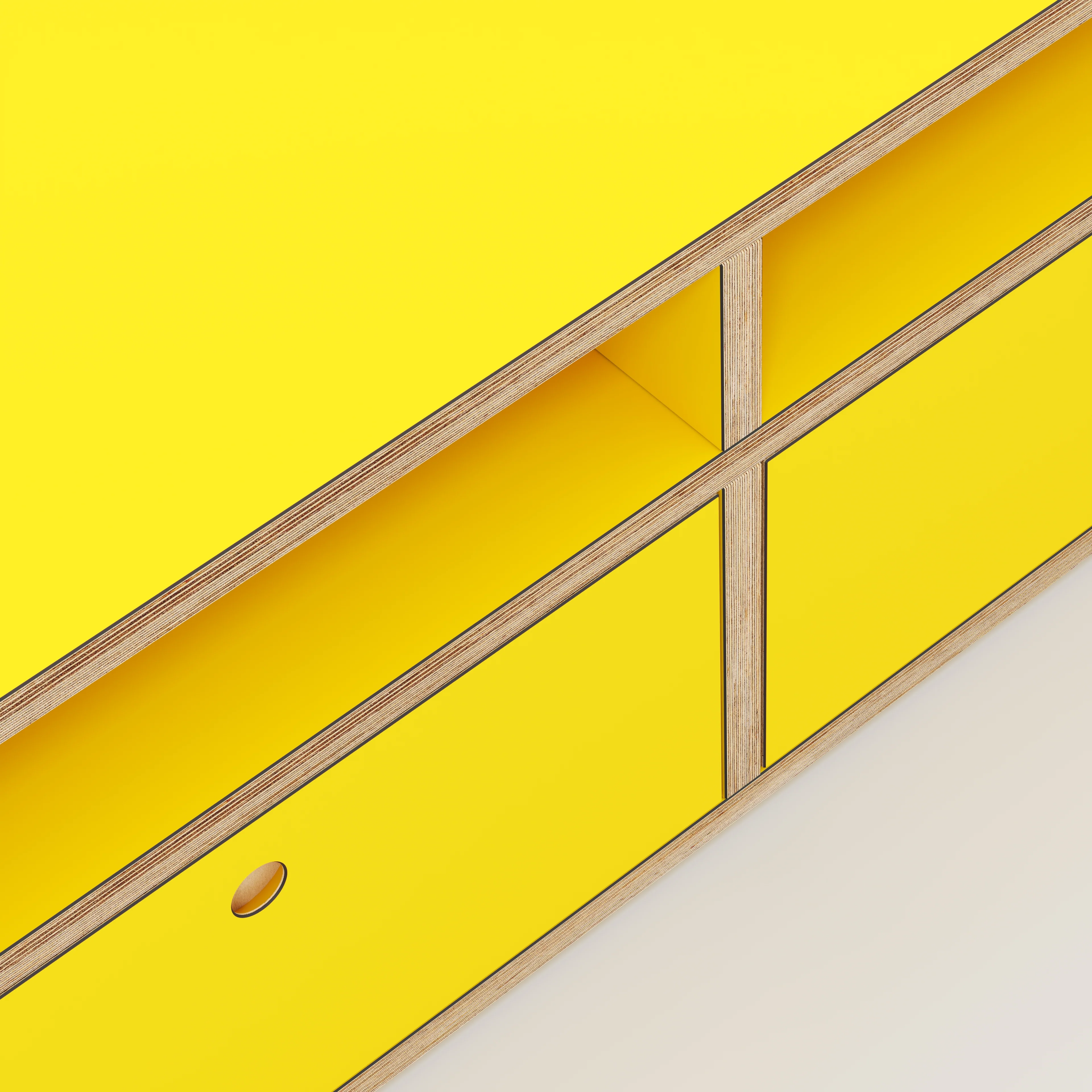 Plywood TV Entertainment Unit - Type 2 - Formica Chrome Yellow - 1800(w) x 400(d) x 450(h) - Image 3