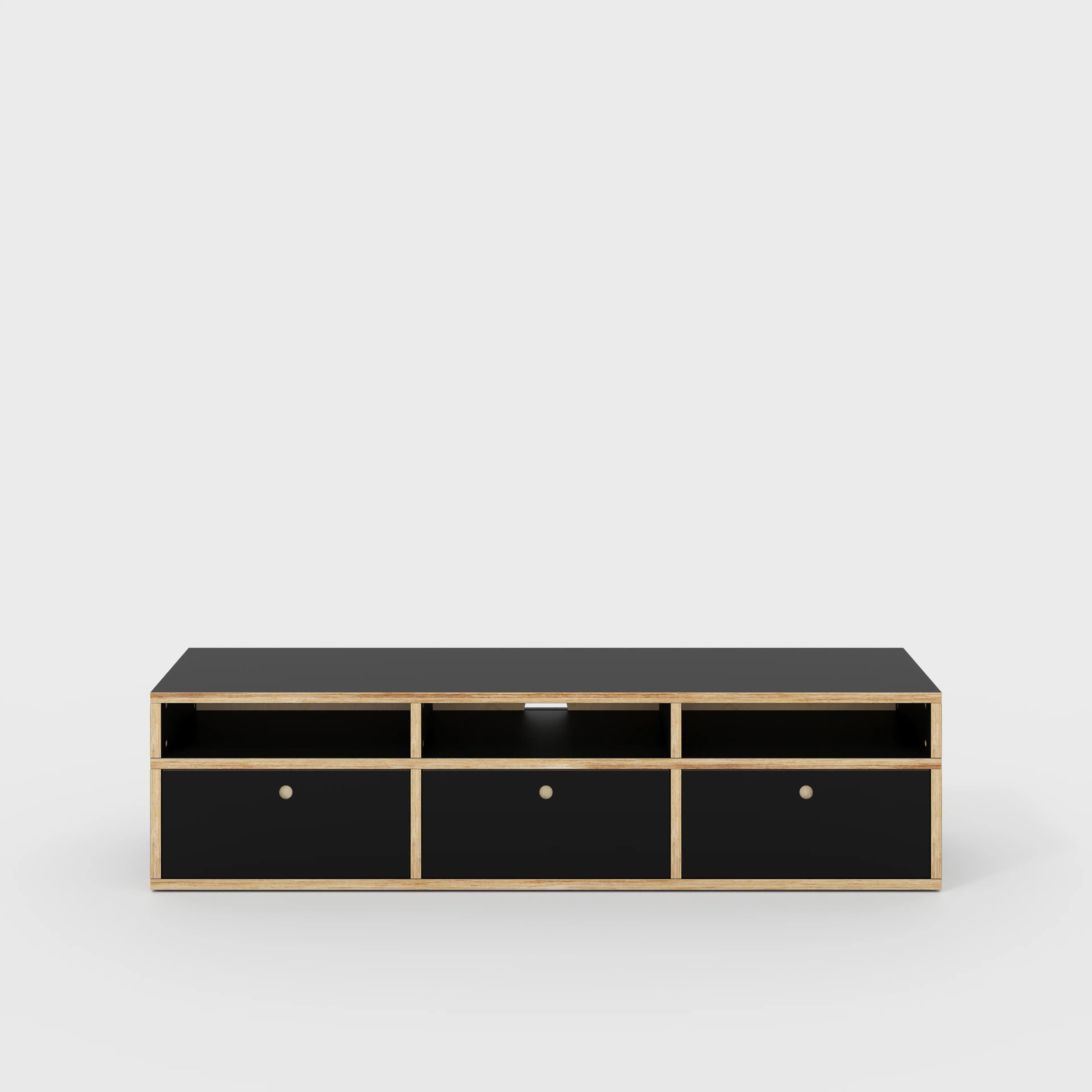 Plywood TV Entertainment Unit - Type 2 - Formica Diamond Black - 1800(w) x 400(d) x 450(h)