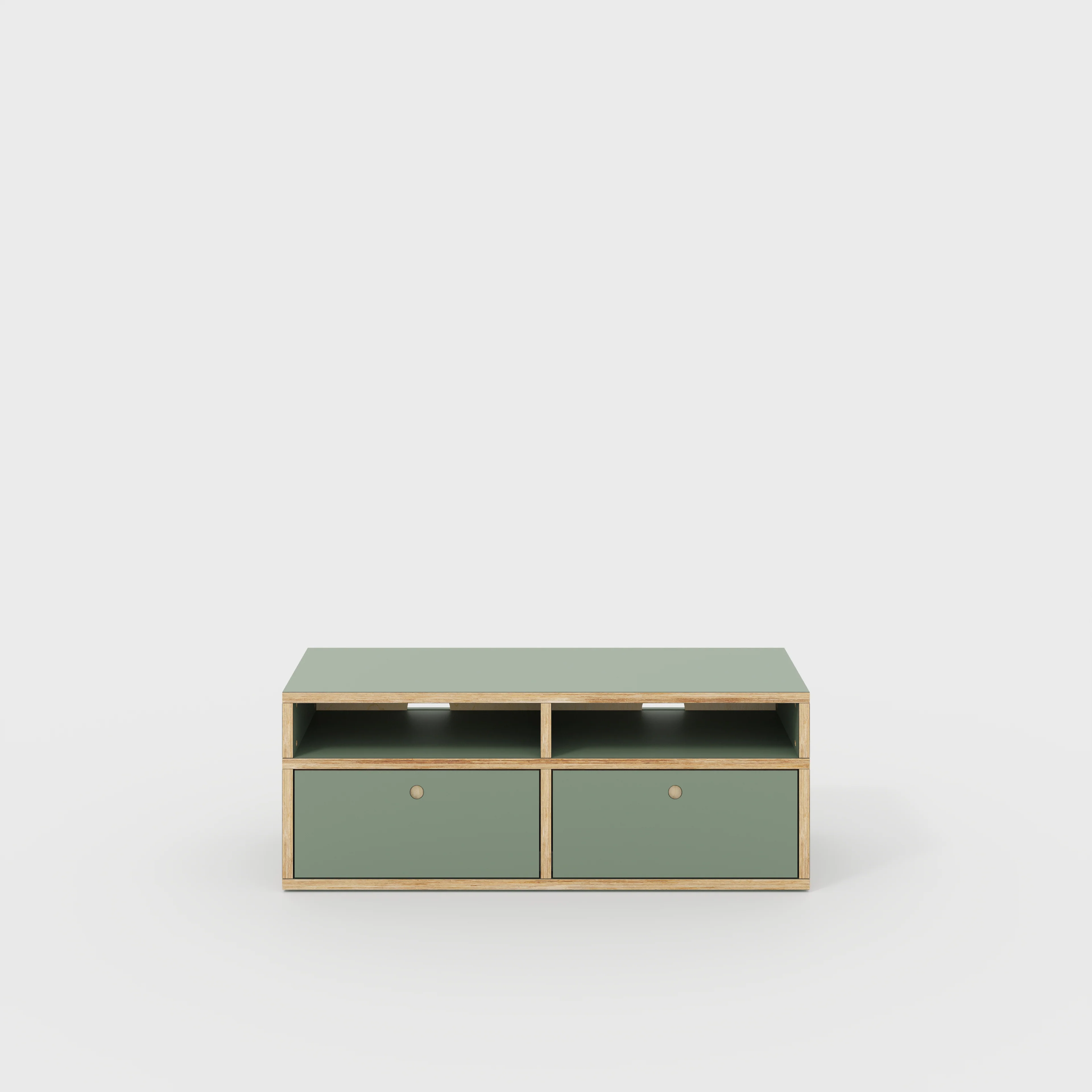 Plywood TV Entertainment Unit - Type 2 - Formica Green Slate - 1200(w) x 400(d) x 450(h)