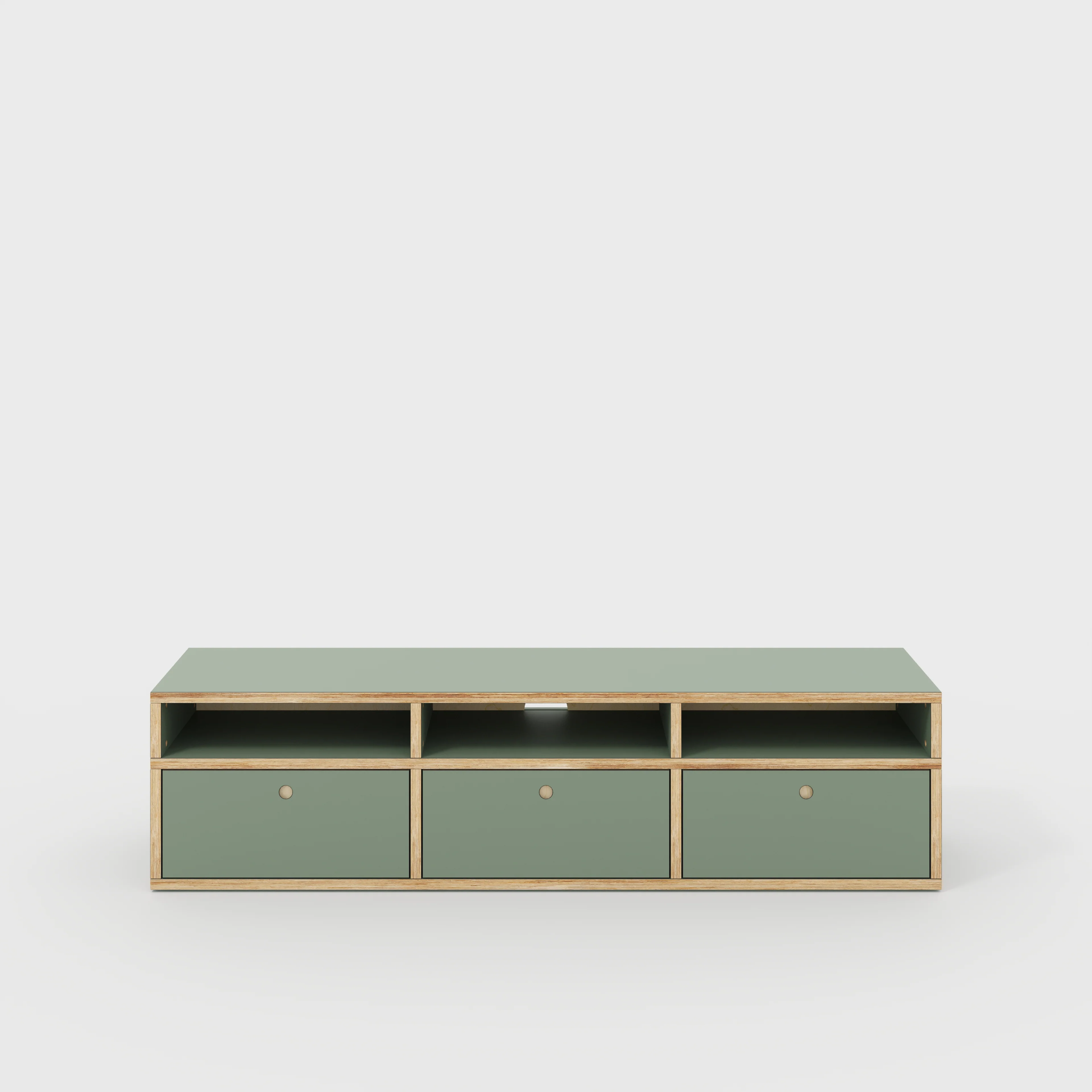 Plywood TV Entertainment Unit - Type 2 - Formica Green Slate - 1800(w) x 400(d) x 450(h)