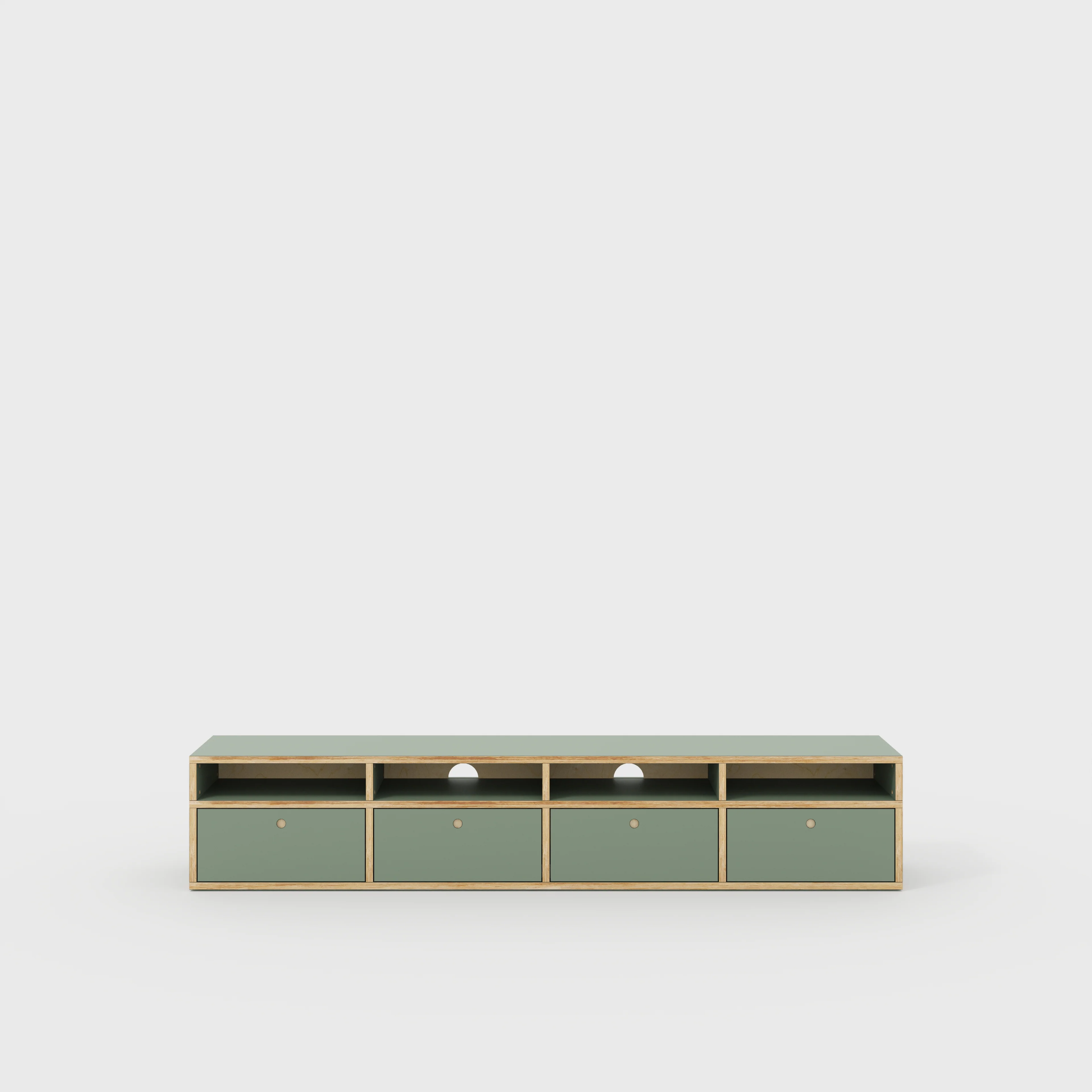 Plywood TV Entertainment Unit - Type 2 - Formica Green Slate - 2400(w) x 400(d) x 450(h)