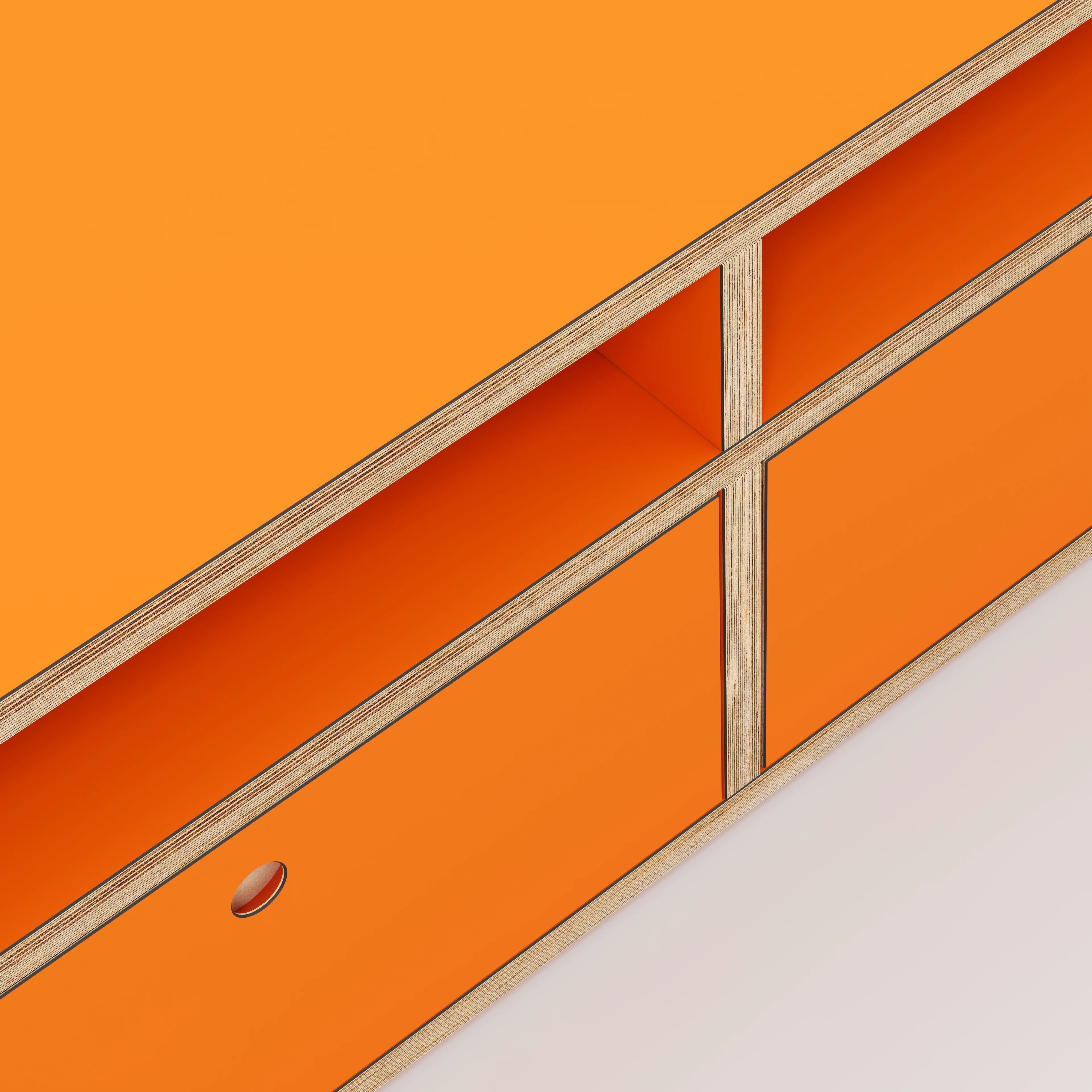 Plywood TV Entertainment Unit - Type 2 - Formica Levante Orange - 1800(w) x 400(d) x 450(h) - Image 3