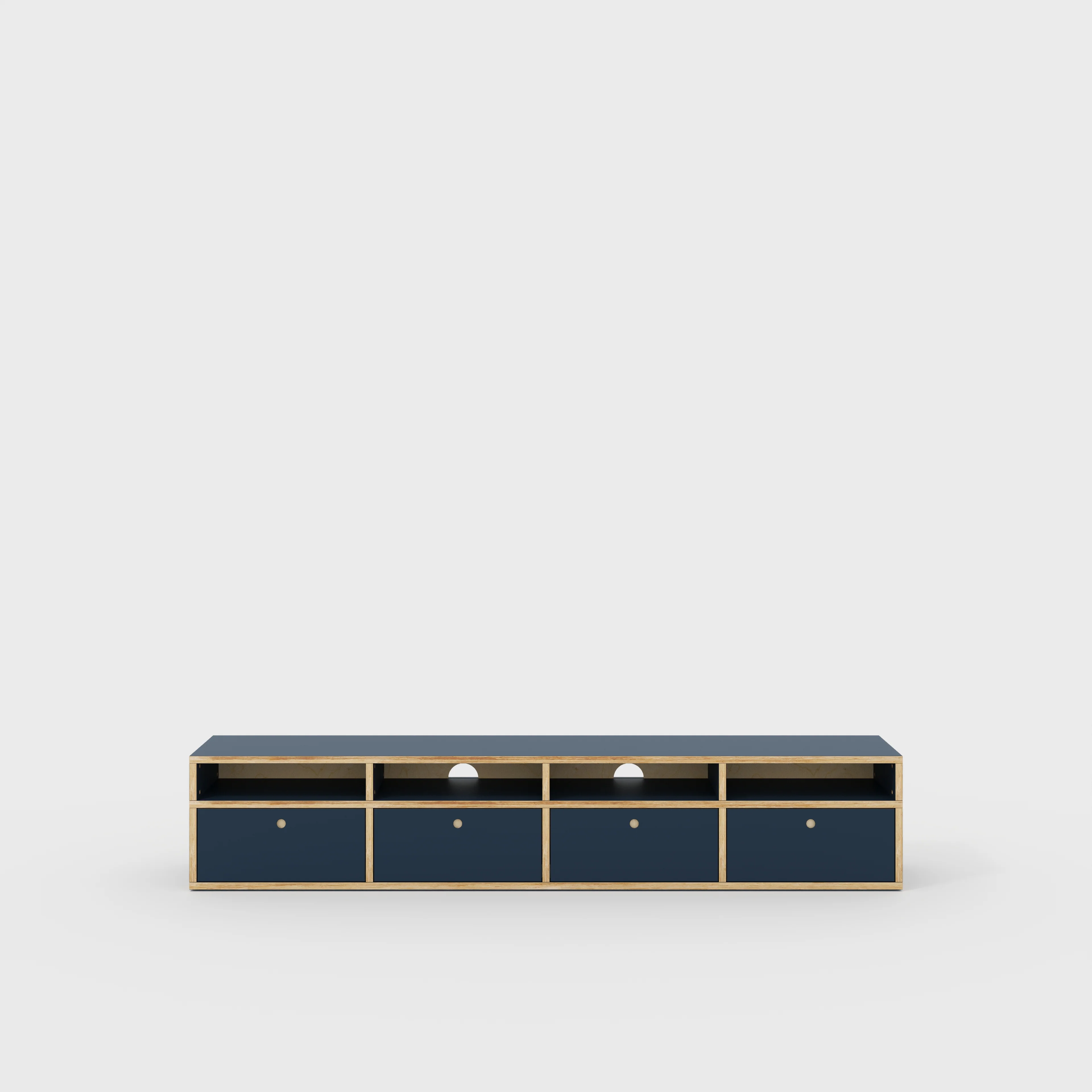 Plywood TV Entertainment Unit - Type 2 - Formica Night Sea Blue - 2400(w) x 400(d) x 450(h)