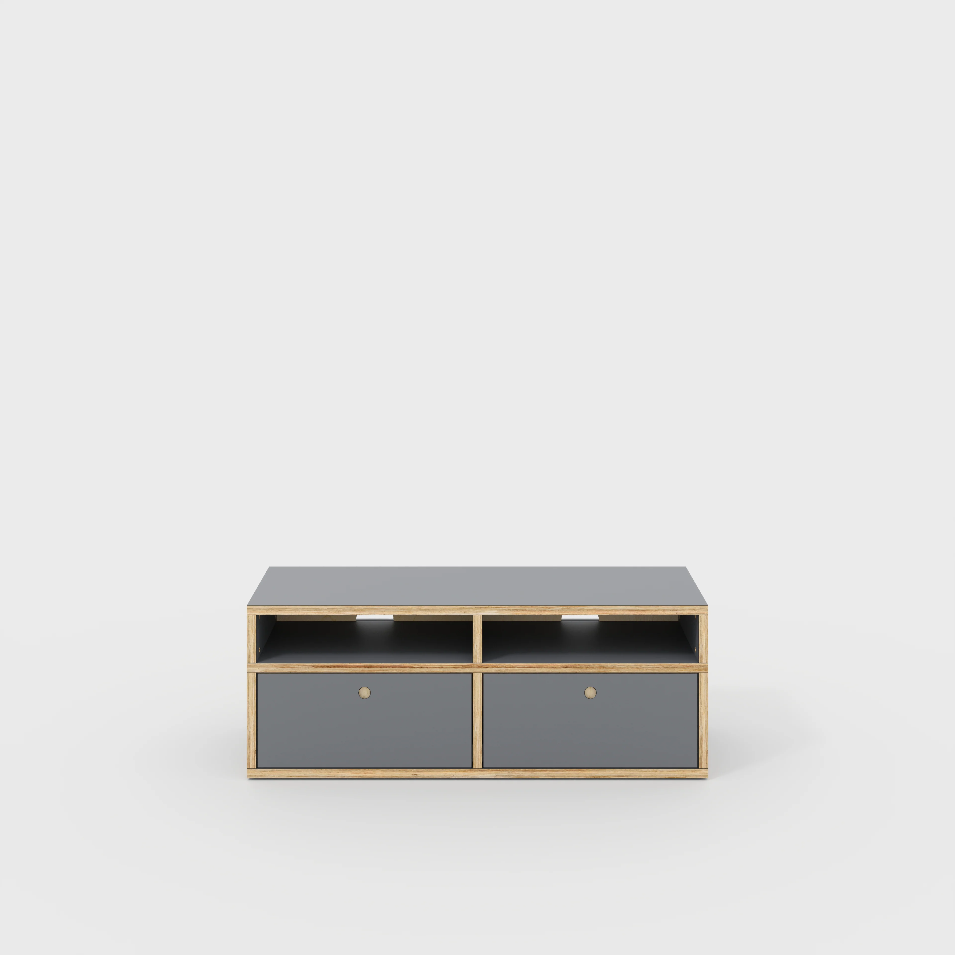 Plywood TV Entertainment Unit - Type 2 - Formica Tornado Grey - 1200(w) x 400(d) x 450(h)