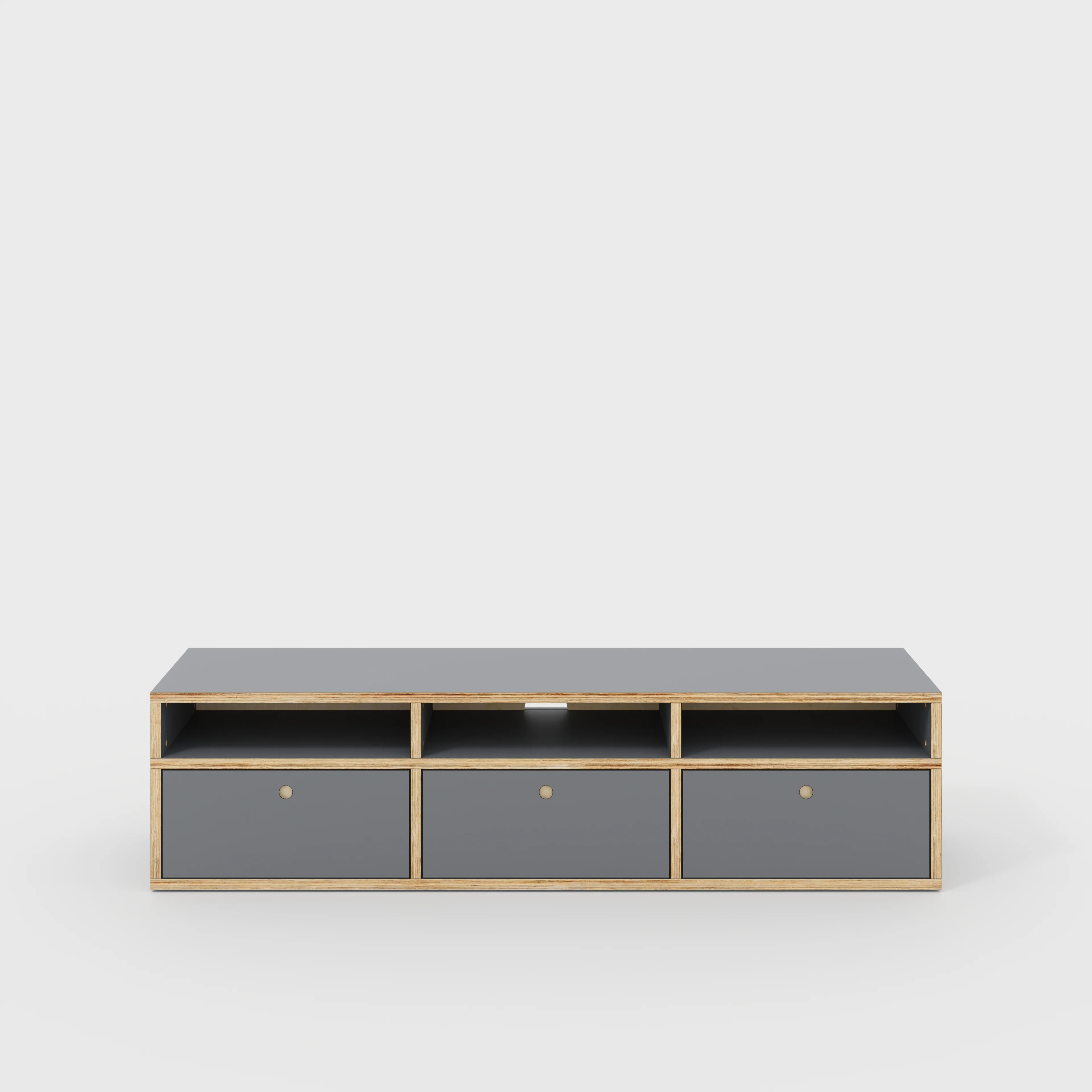 Plywood TV Entertainment Unit - Type 2 - Formica Tornado Grey - 1800(w) x 400(d) x 450(h)