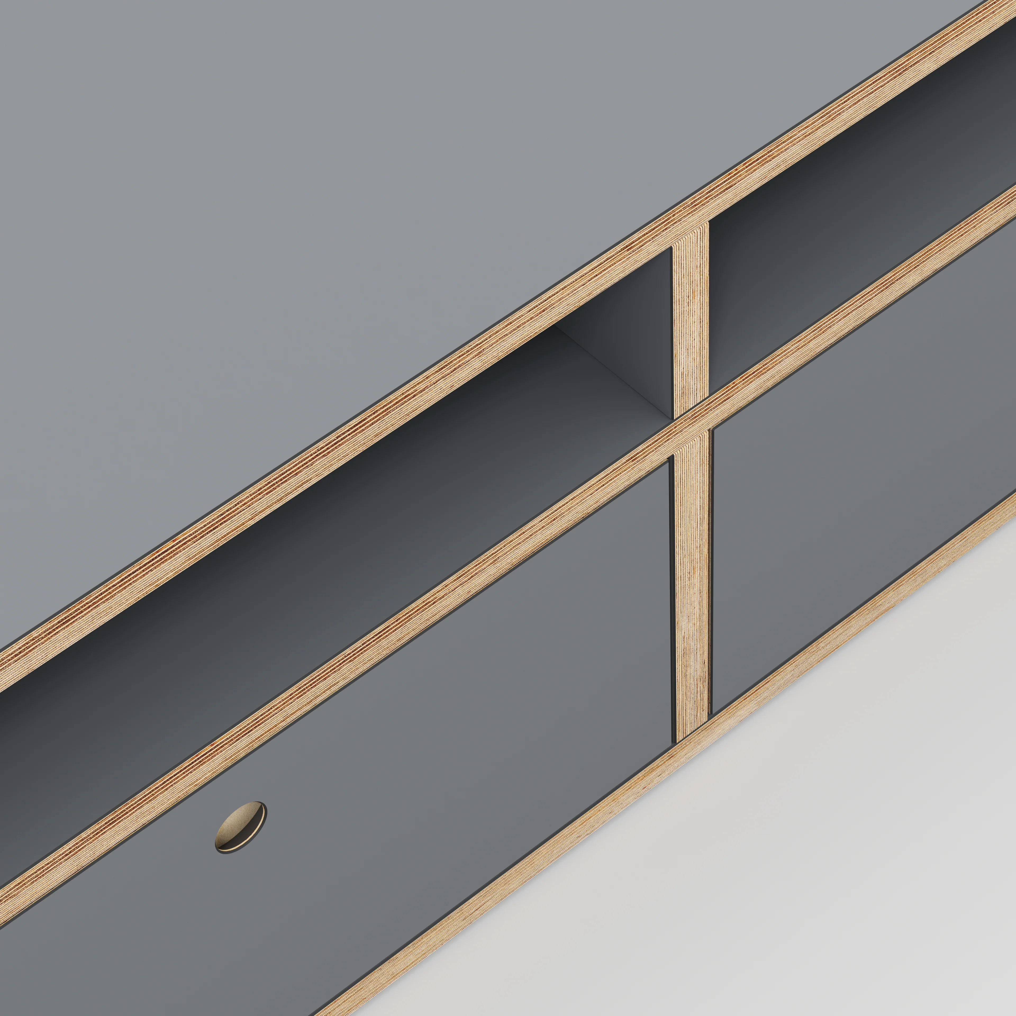 Plywood TV Entertainment Unit - Type 2 - Formica Tornado Grey - 1800(w) x 400(d) x 450(h) - Image 3