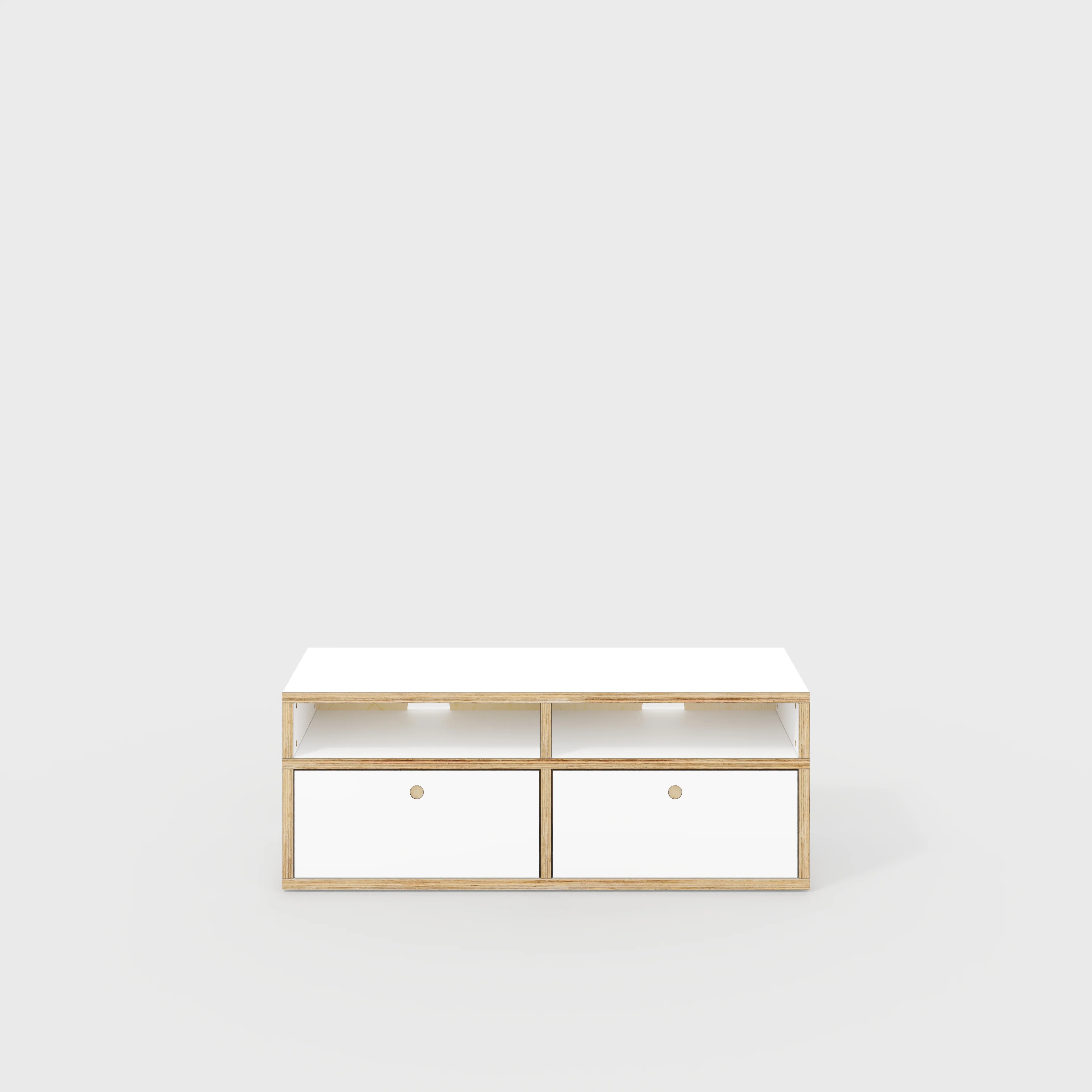 Plywood TV Entertainment Unit - Type 2 - Formica White - 1200(w) x 400(d) x 450(h)