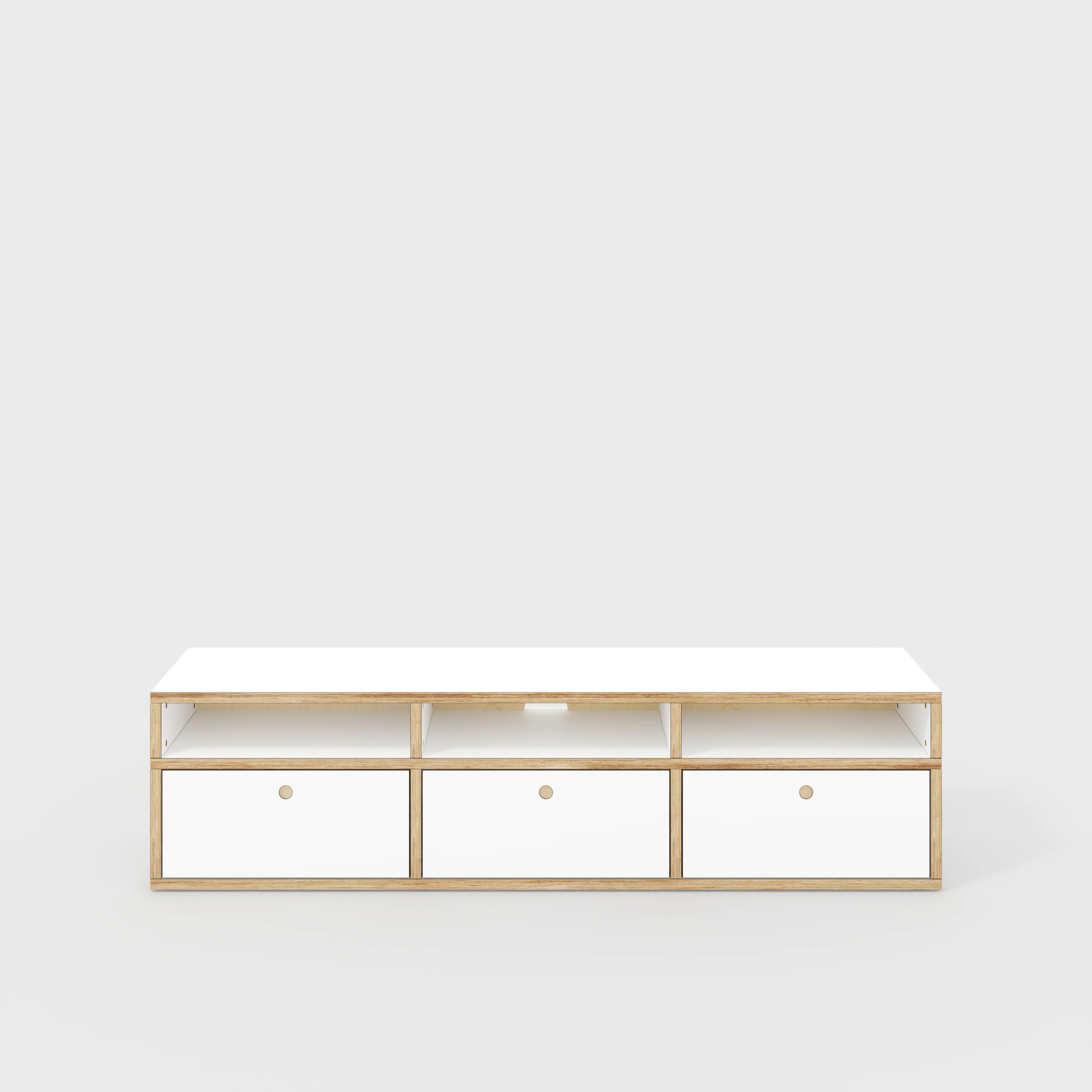 Plywood TV Entertainment Unit - Type 2 - Formica White - 1800(w) x 400(d) x 450(h)