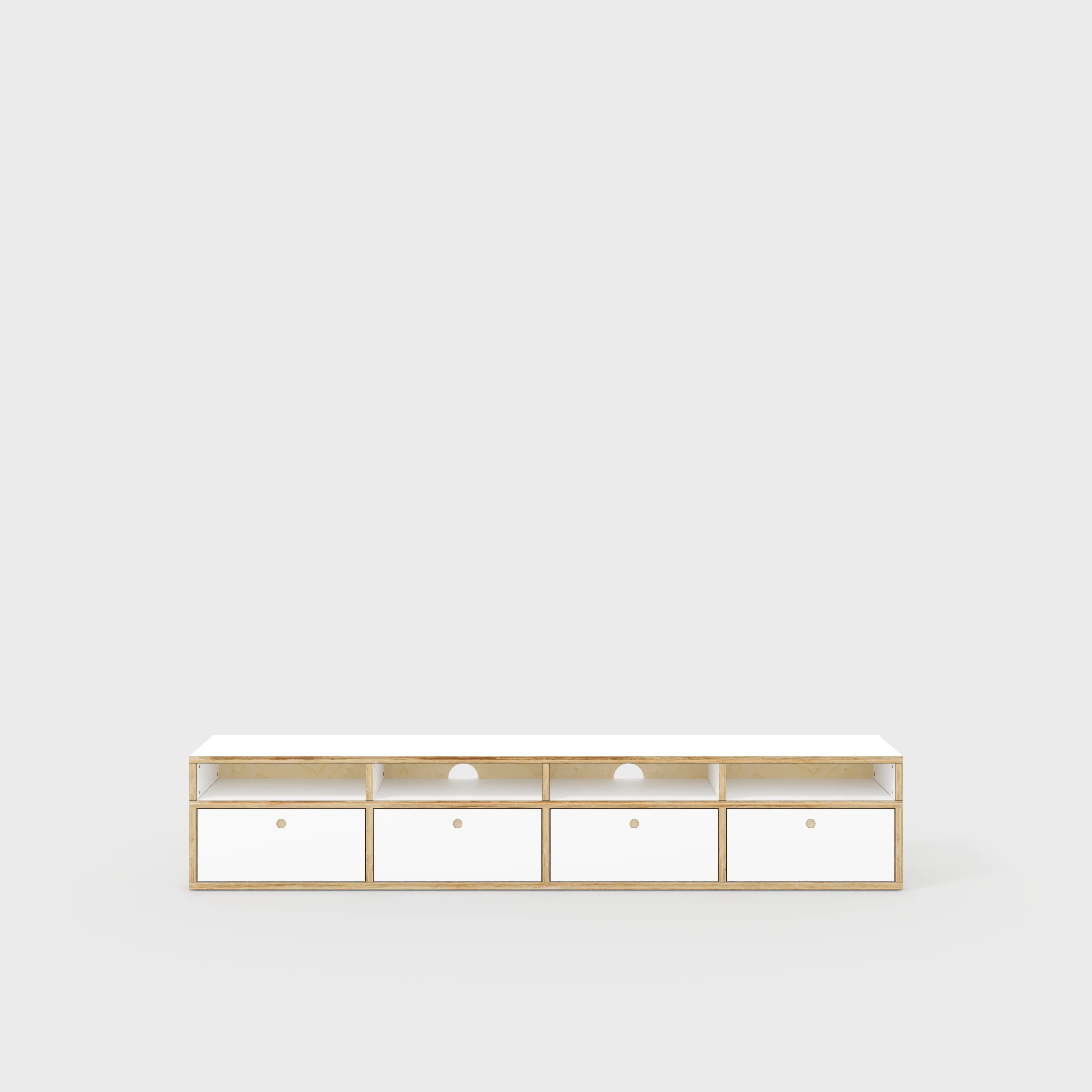 Plywood TV Entertainment Unit - Type 2 - Formica White - 2400(w) x 400(d) x 450(h)