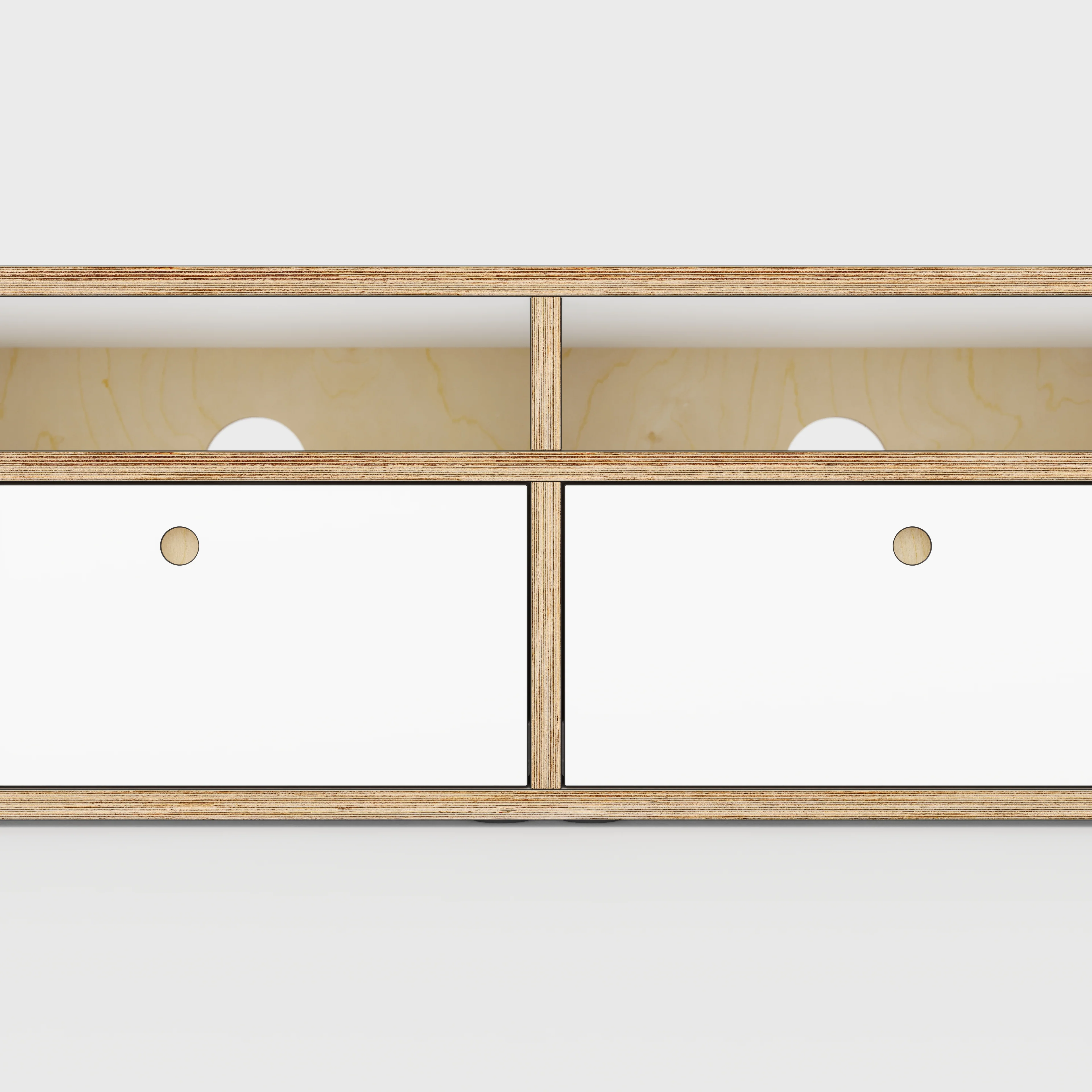 Plywood TV Entertainment Unit - Type 2 - Formica White - 2400(w) x 400(d) x 450(h) - Image 4