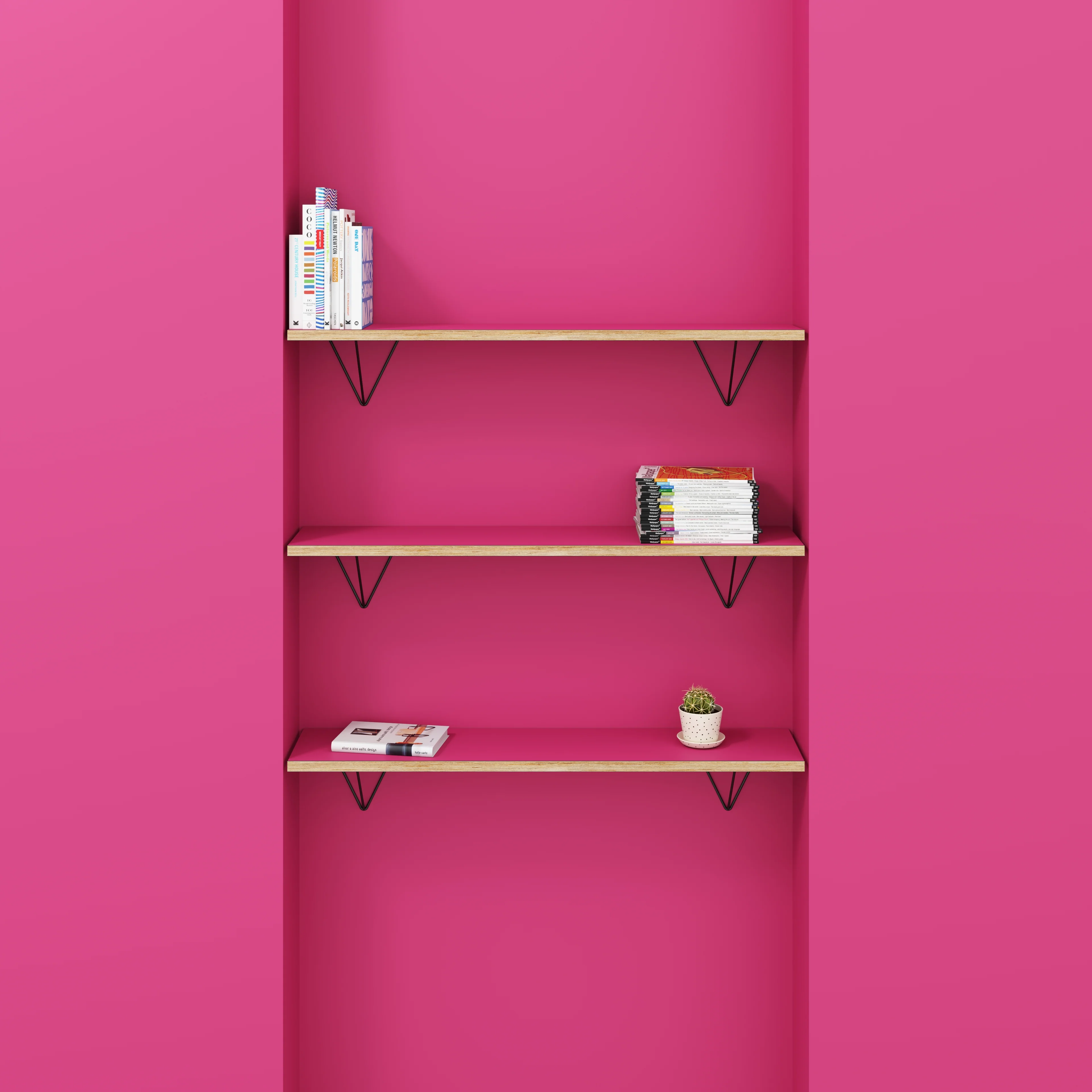 Plywood Wall Shelf with Prism Brackets - Formica Juicy Pink - 1200(w) x 250(d) - Image 2