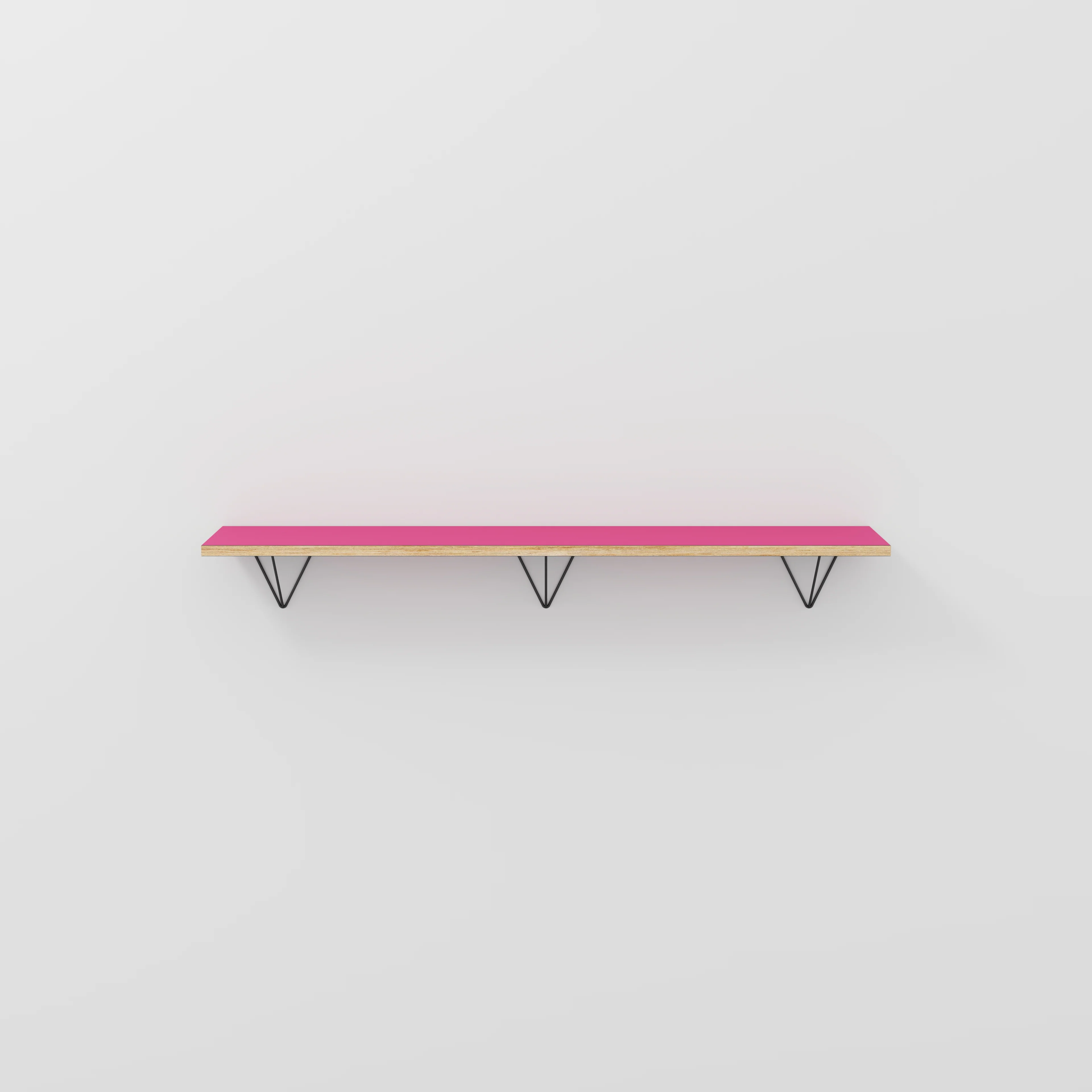 Plywood Wall Shelf with Prism Brackets - Formica Juicy Pink - 1600(w) x 250(d)