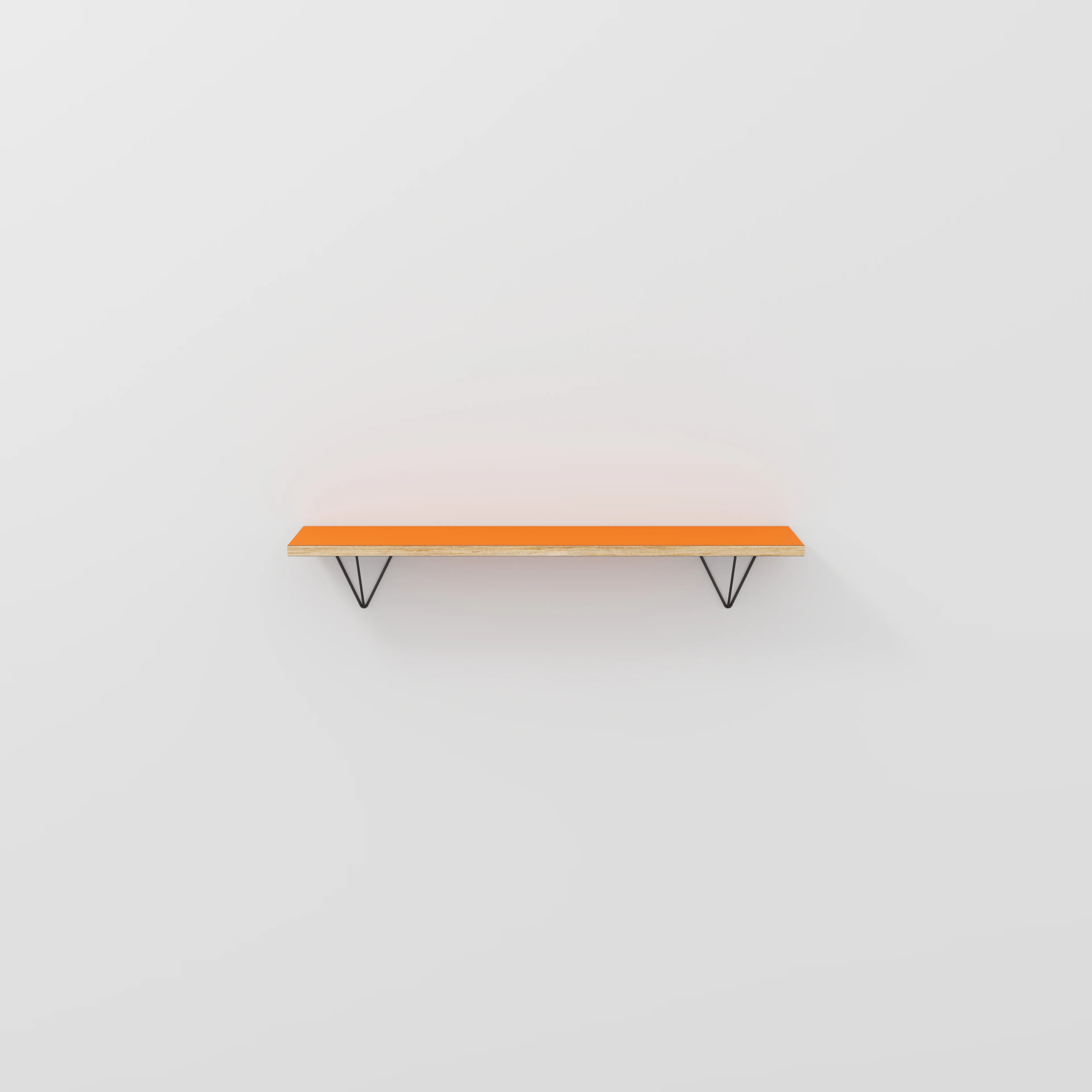 Plywood Wall Shelf with Prism Brackets - Formica Levante Orange - 1200(w) x 250(d)