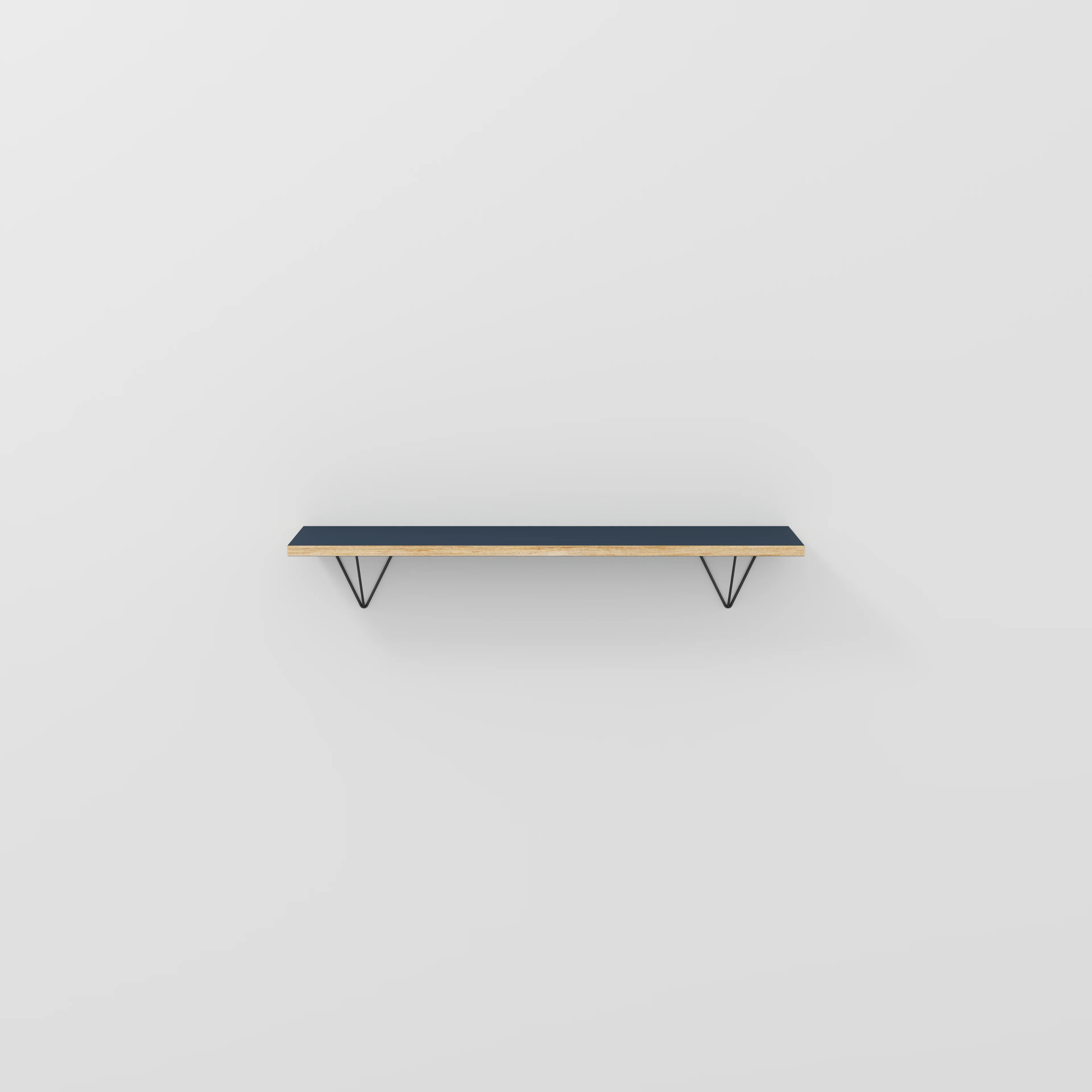 Plywood Wall Shelf with Prism Brackets - Formica Night Sea Blue - 1200(w) x 250(d)