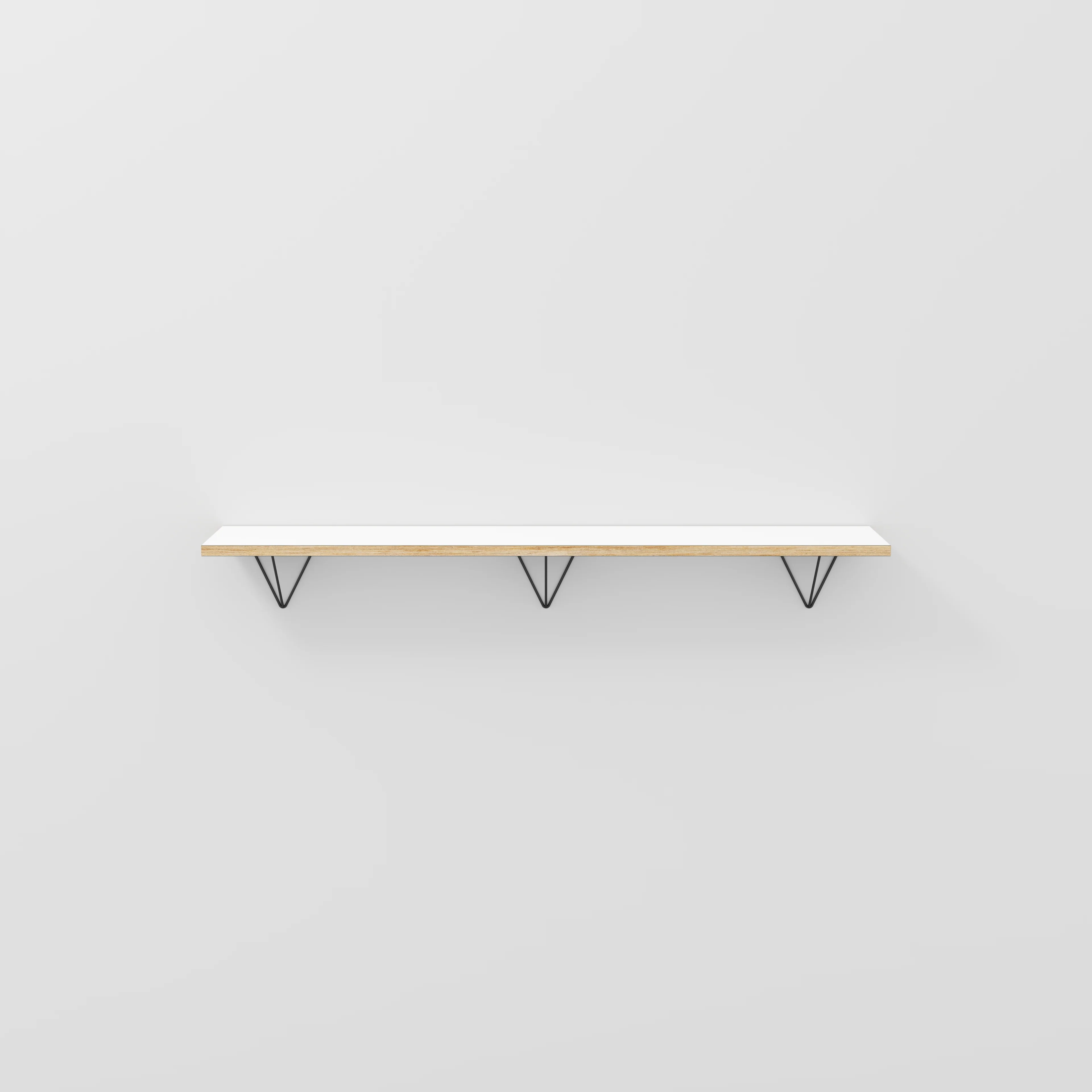 Plywood Wall Shelf with Prism Brackets - Formica White - 1600(w) x 250(d)