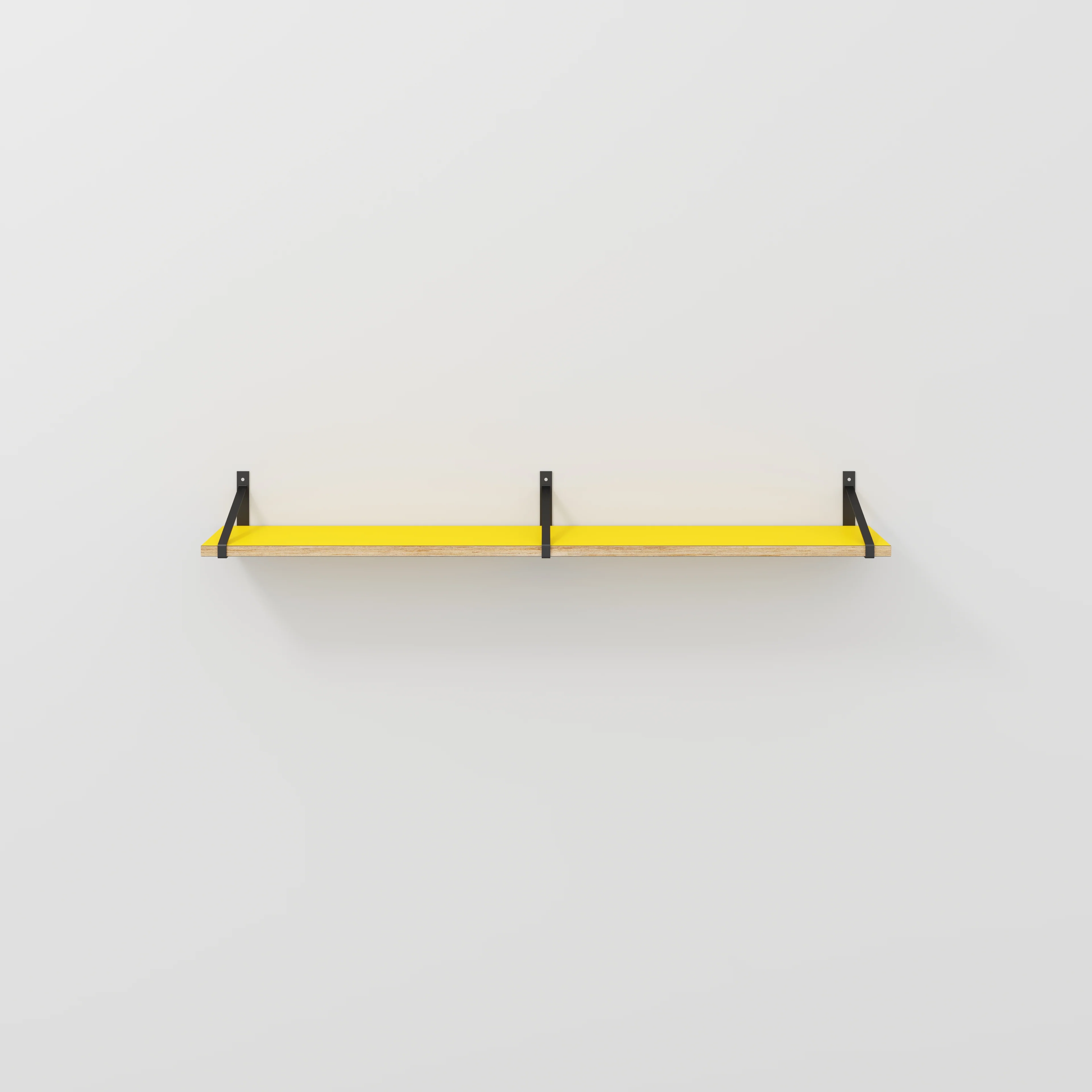 Plywood Wall Shelf with Suspense Brackets - Formica Chrome Yellow - 1600(w) x 260(d)