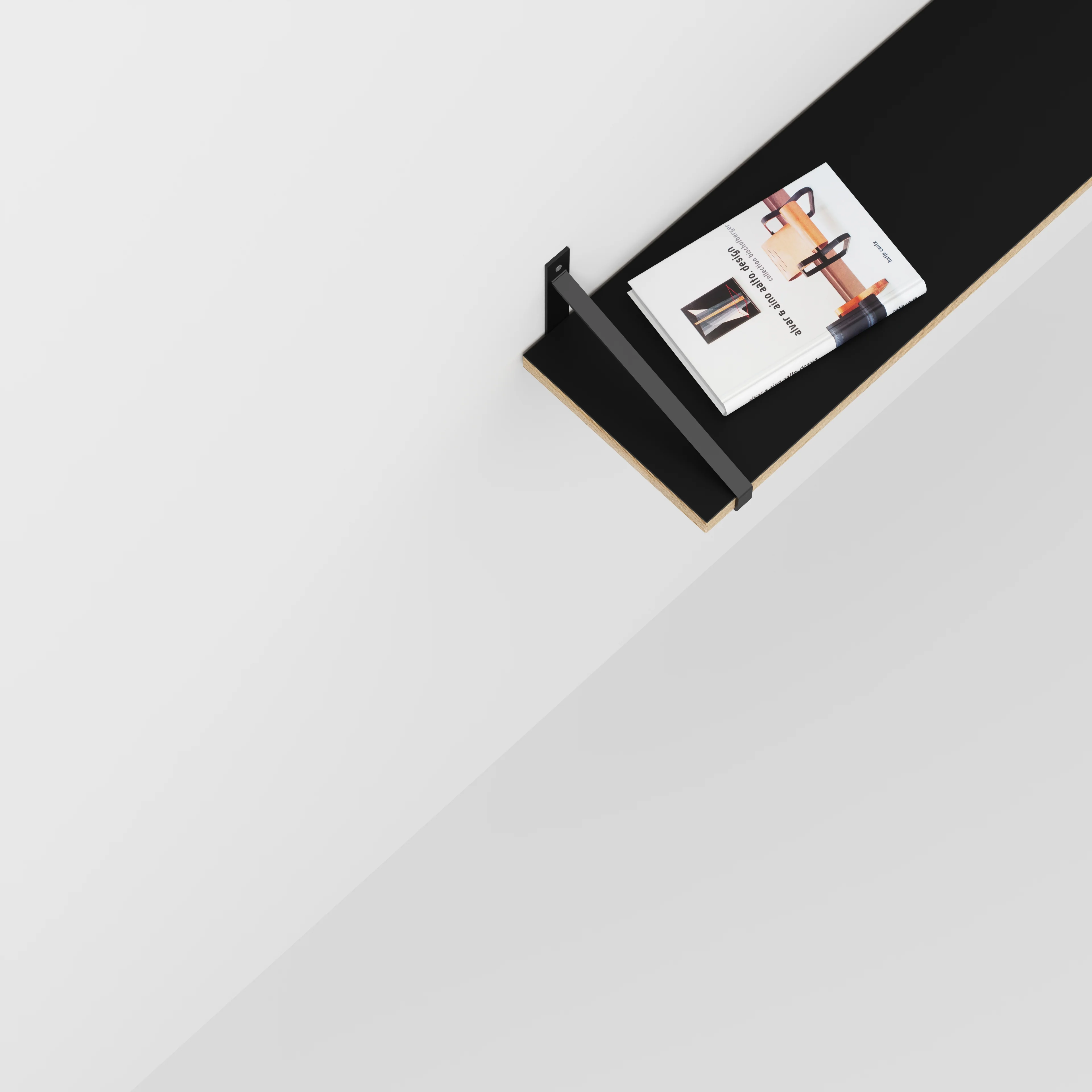 Plywood Wall Shelf with Suspense Brackets - Formica Diamond Black - 1200(w) x 260(d) - Image 3